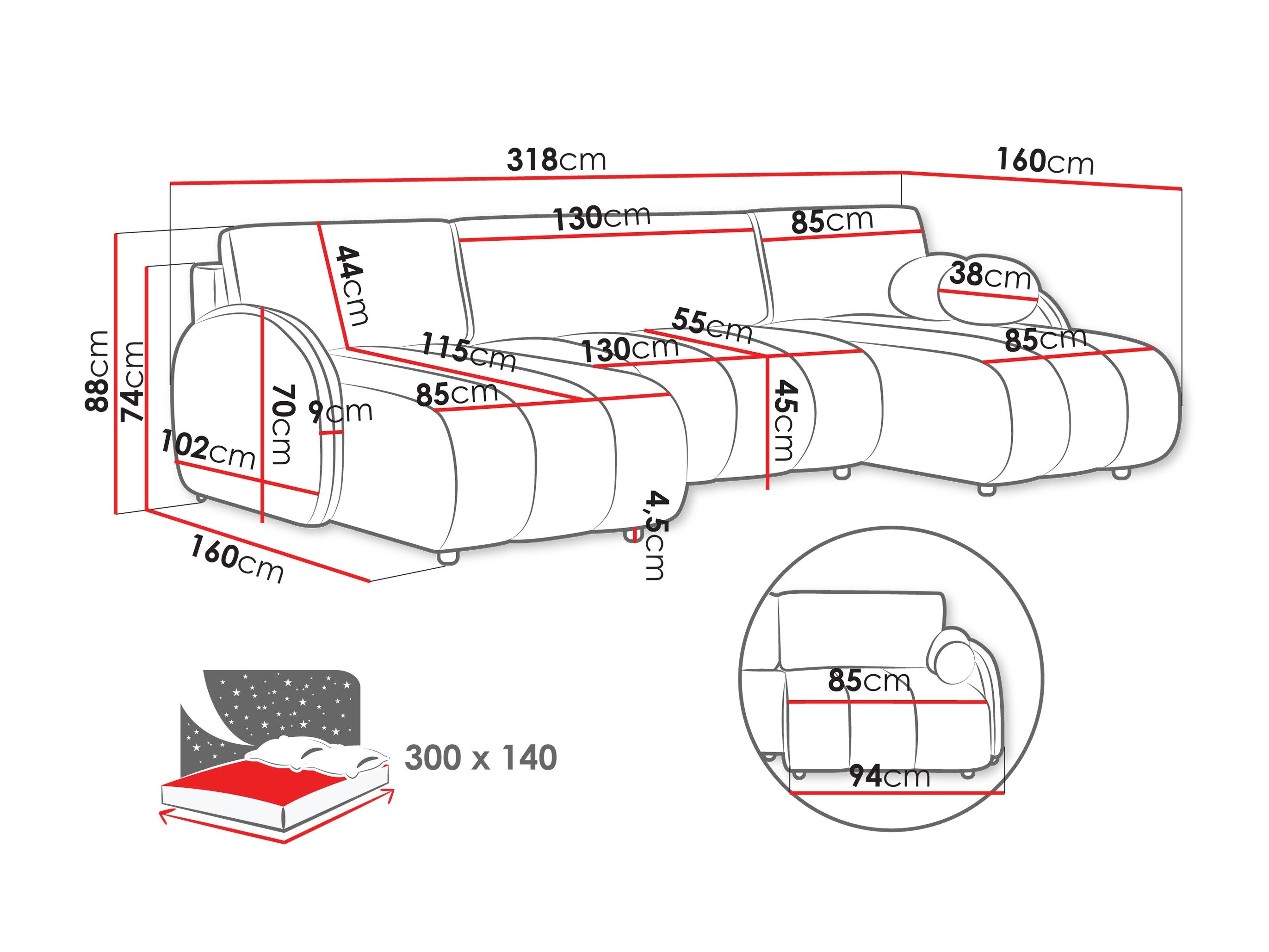 Hjørnesofa Columbus 248 (Sereno 692)