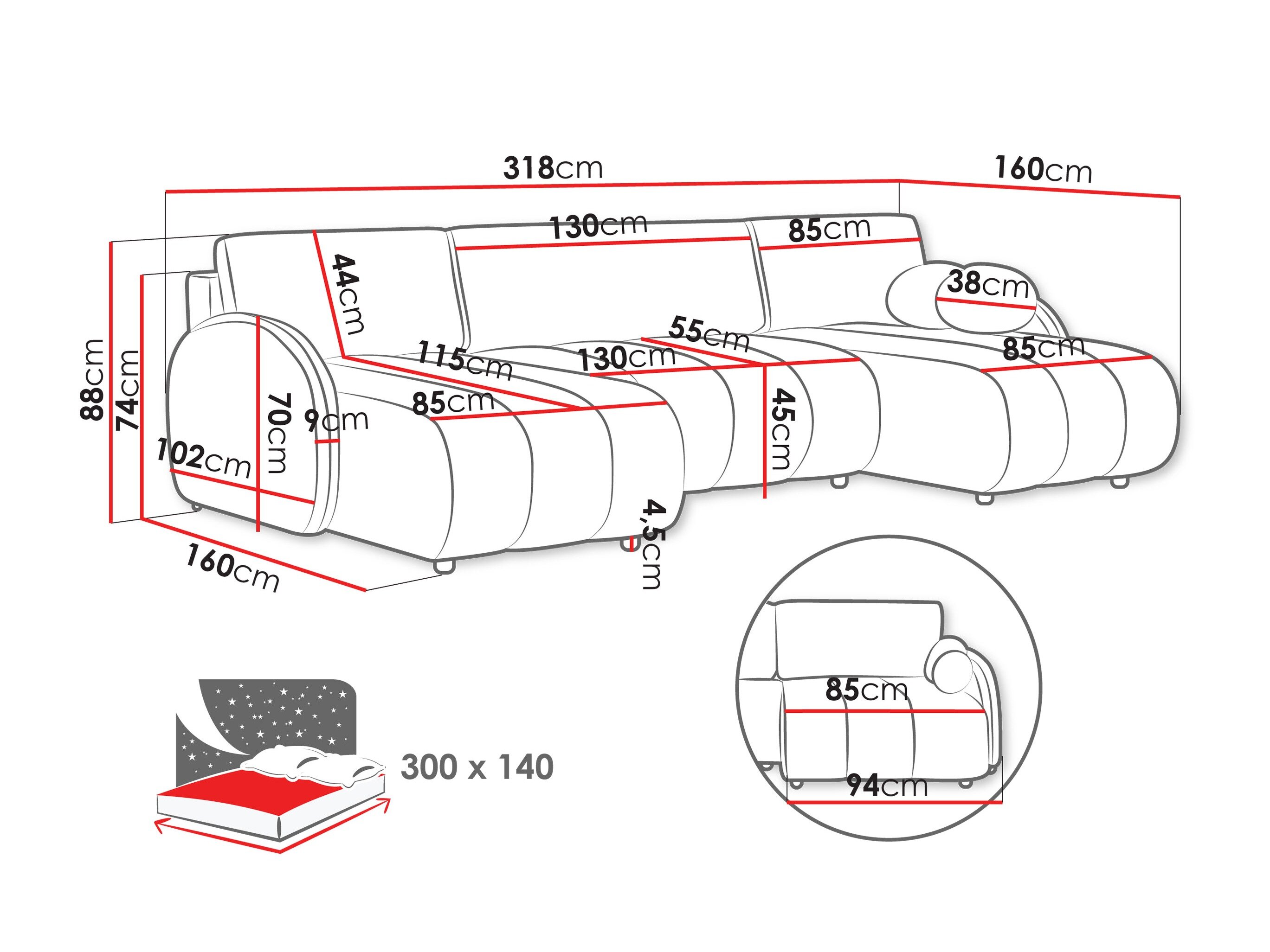 Hjørnesofa Columbus 248 (Sereno 695)