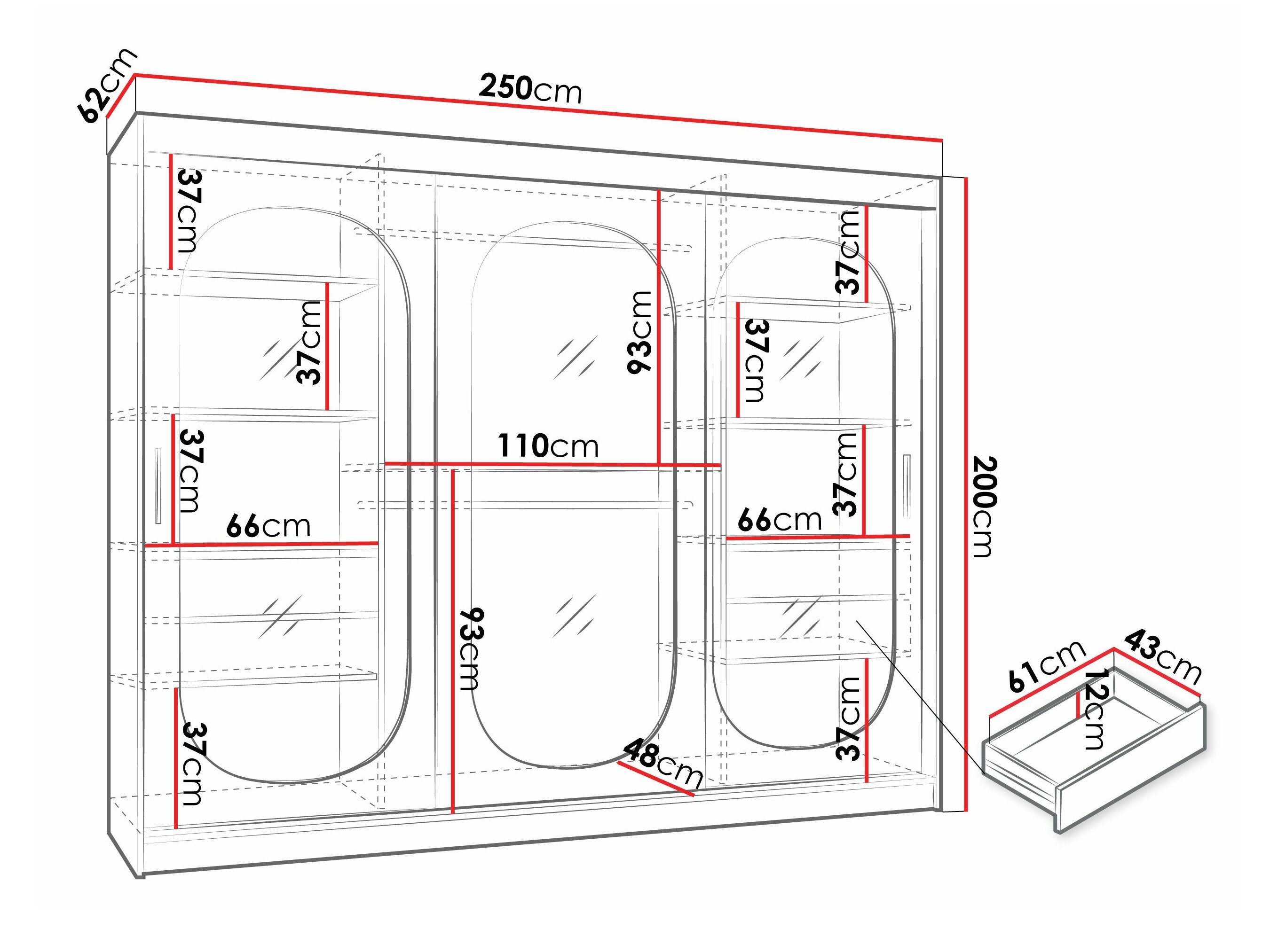 Garderobeskab Hartford 522 (Sort)