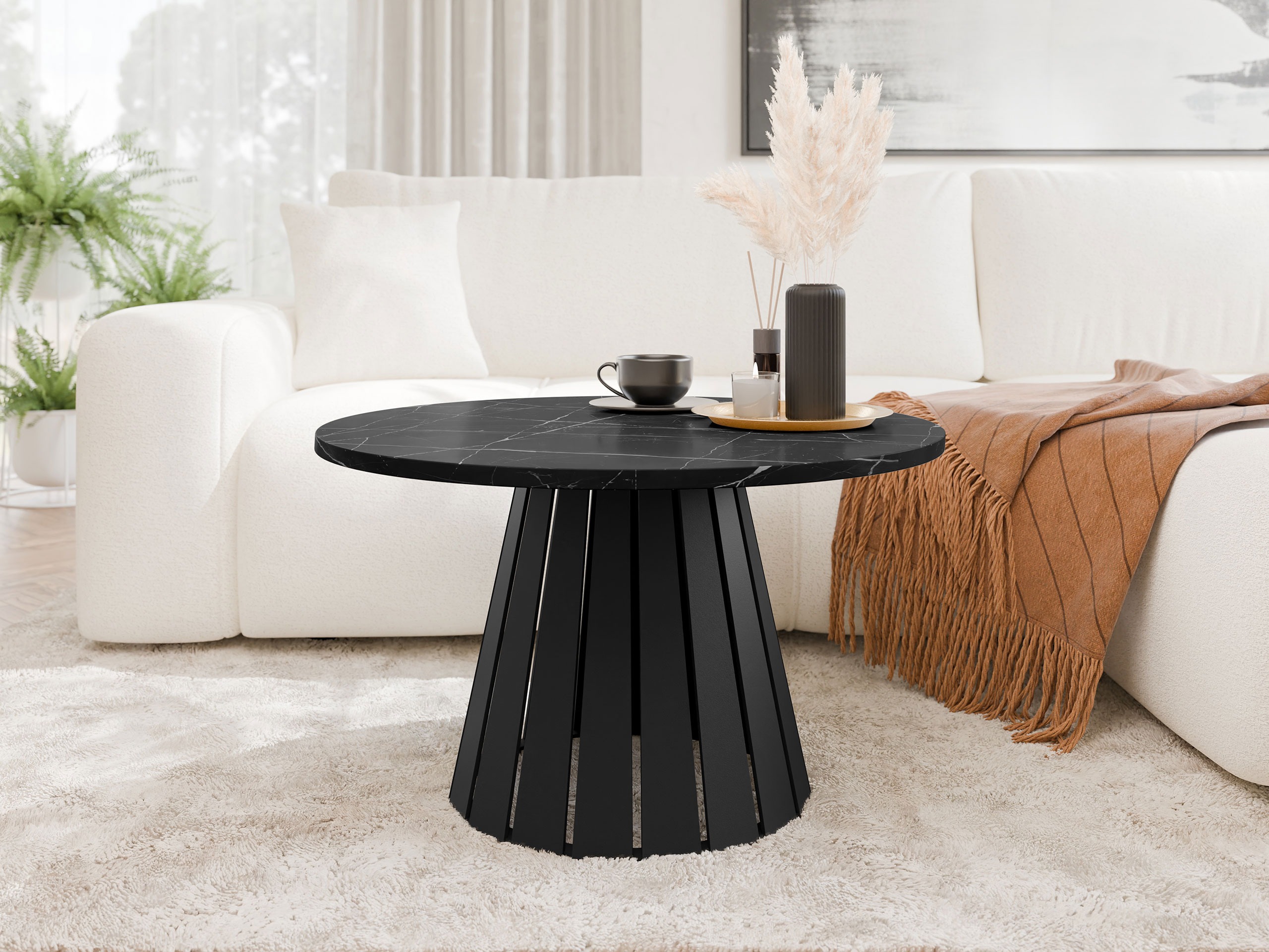 Sofabord Oswego 134 (Sort + Sort marmor)
