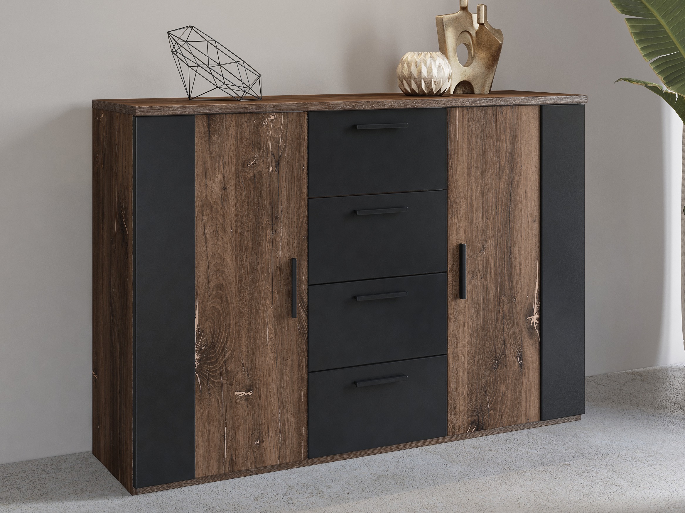 Kommode Felelie 102 (Mørk flagstaf eg + Kobber)