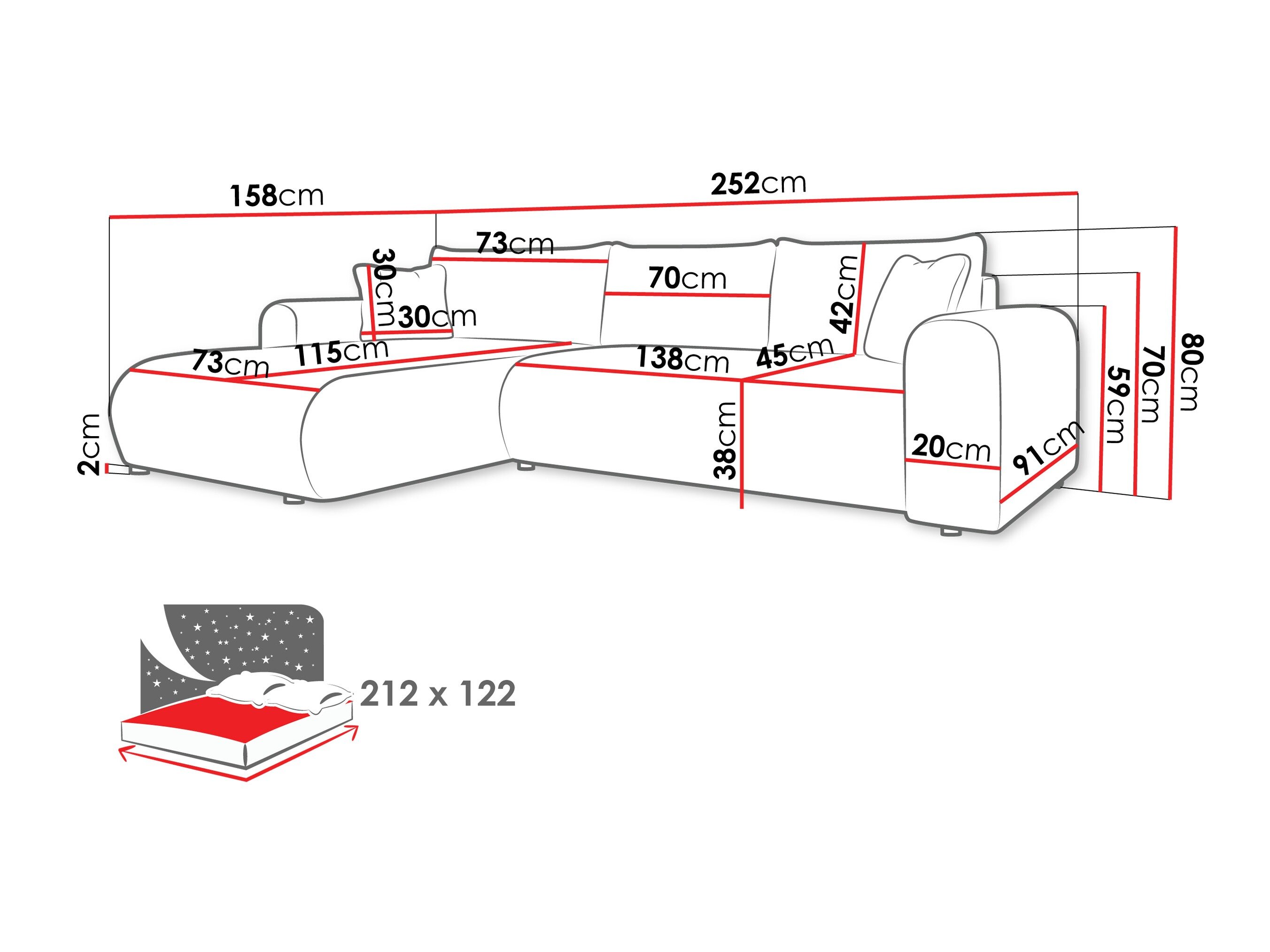Hjørnesofa Comfivo 449 (Trilla 222.07)
