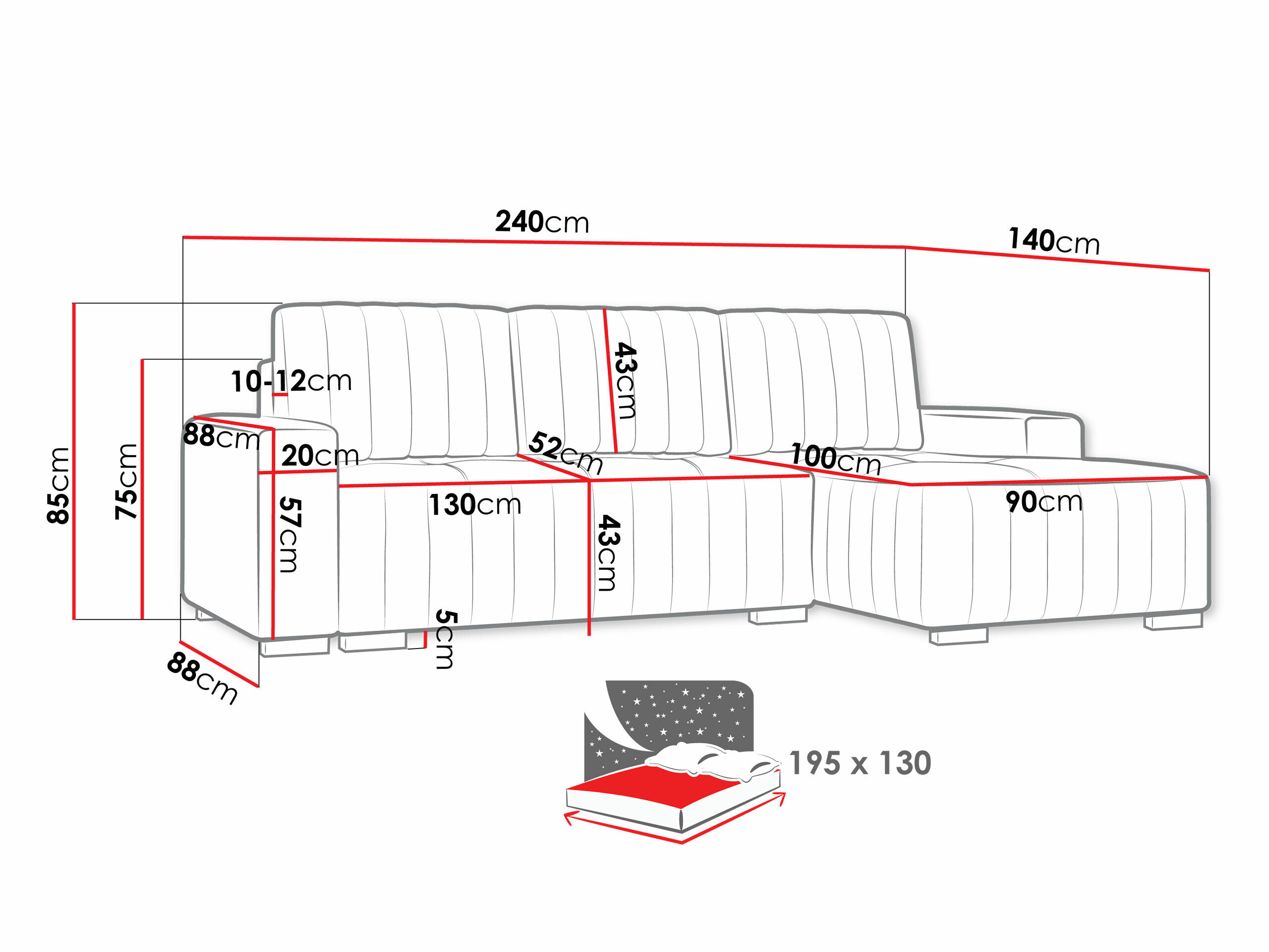Hjørnesofa Columbus 154 (Manila 35)