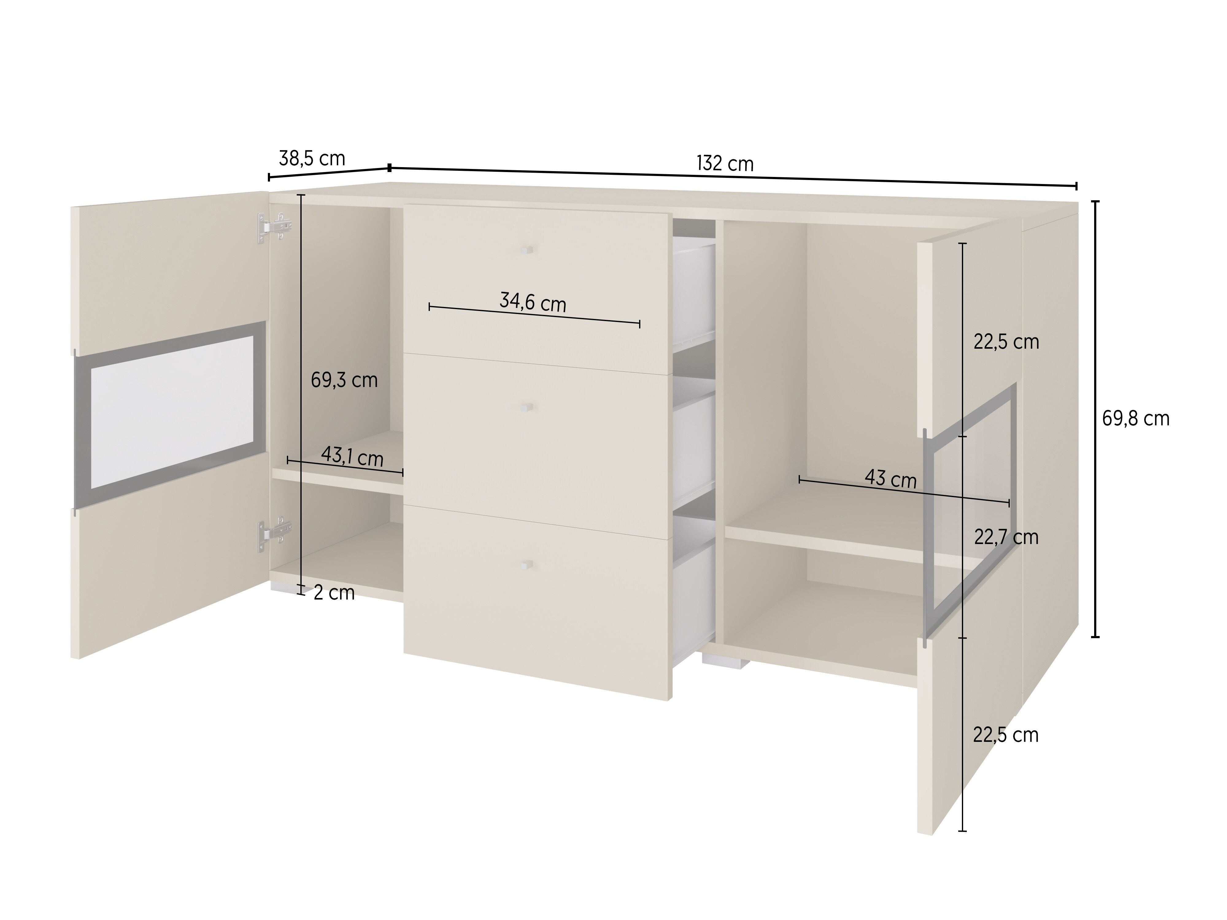 Kommode Serodeu 101 (Hvid + Glansfuld hvid)
