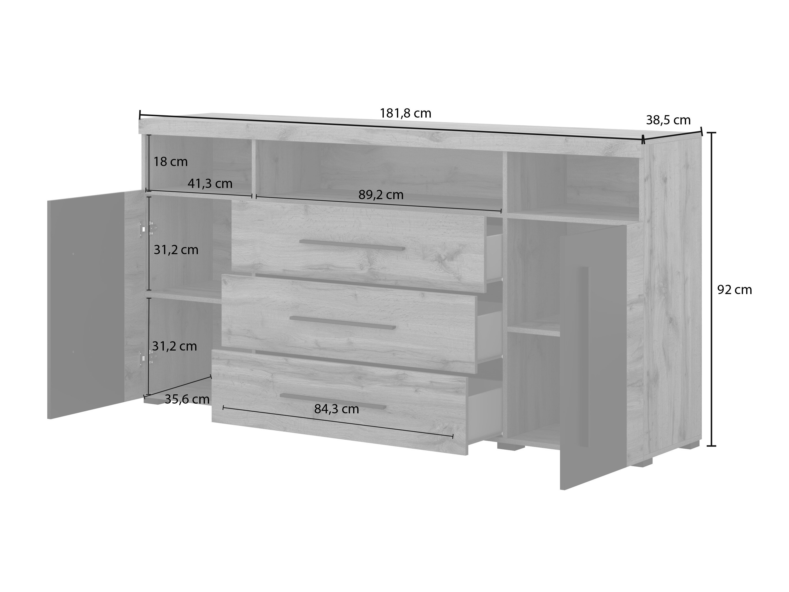 Kommode Sorciro 100 (Nød + Mørk eg)