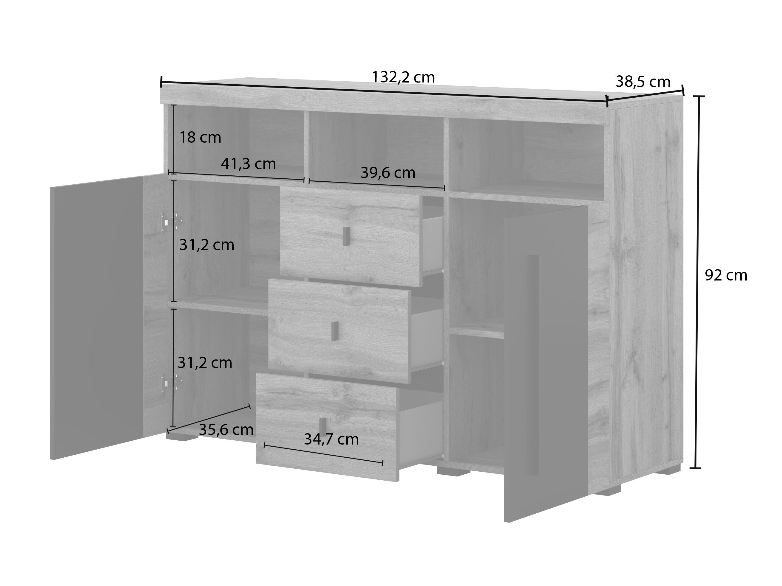 Kommode Sorciro 101 (Nød + Mørk eg)