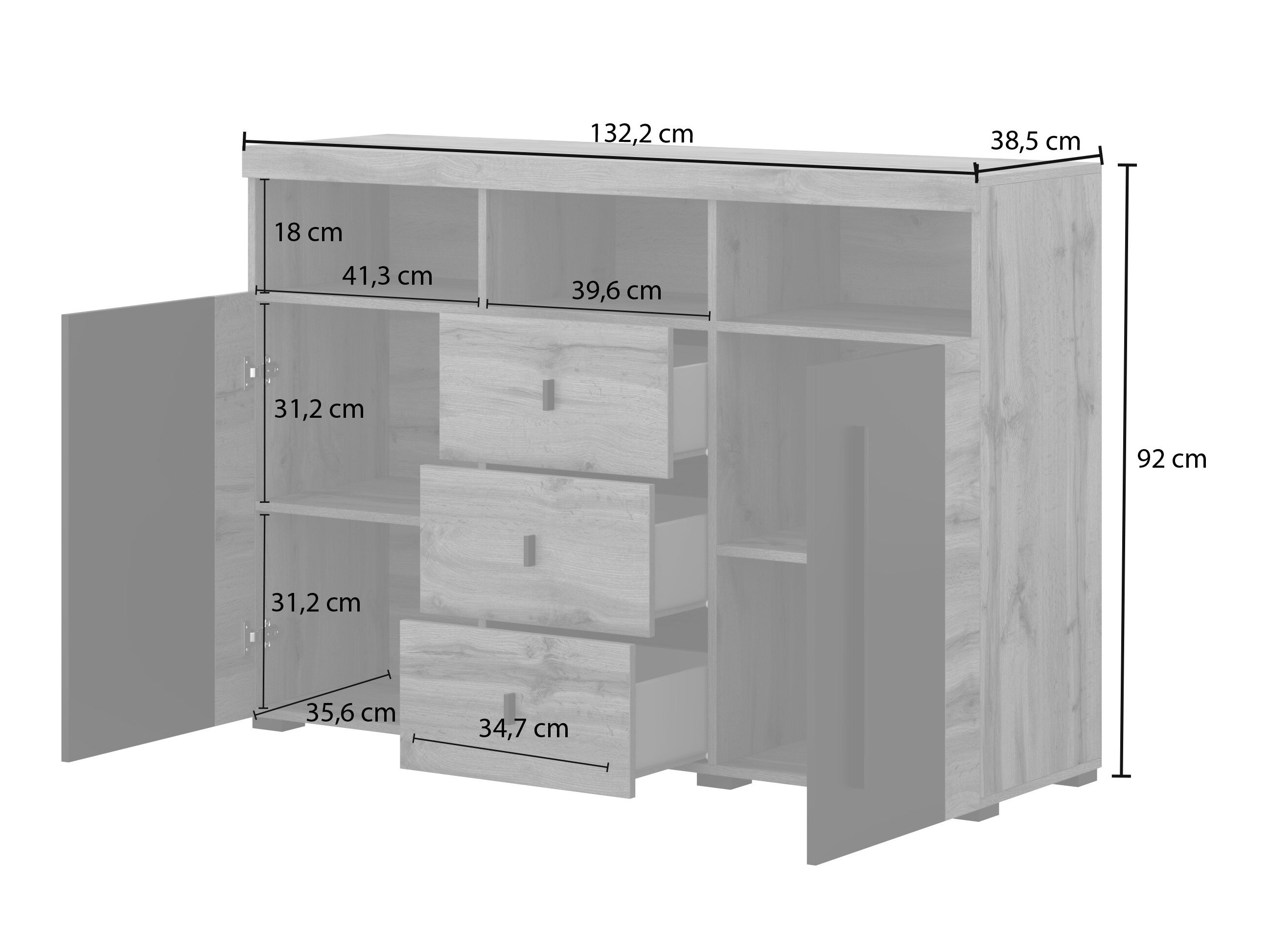 Kommode Sorciro 101 (Sort + Wotan eg)