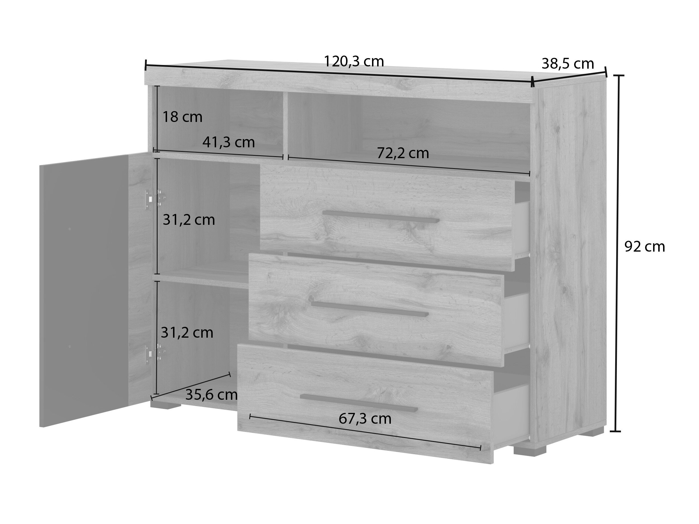 Kommode Sorciro 102 (Sort + Wotan eg)