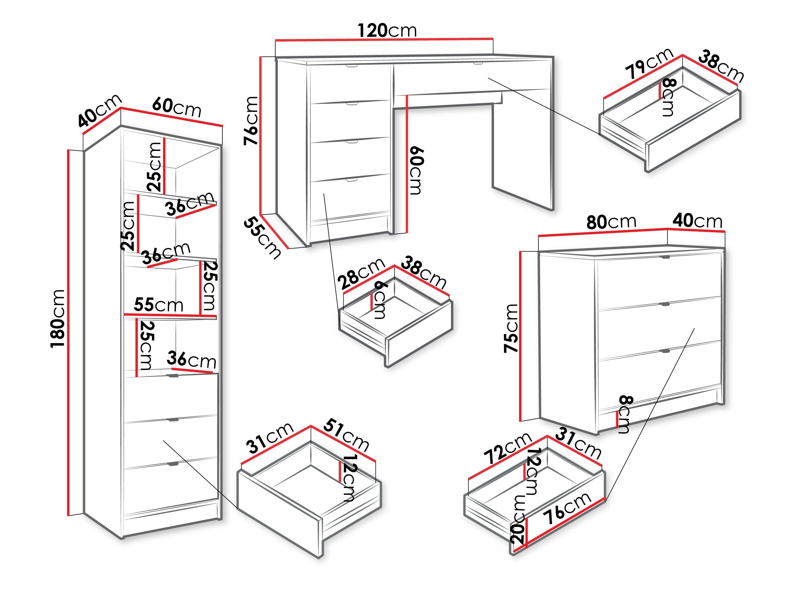 Hjemmekontorsæt Comfivo Larmire 120 (Hvid)