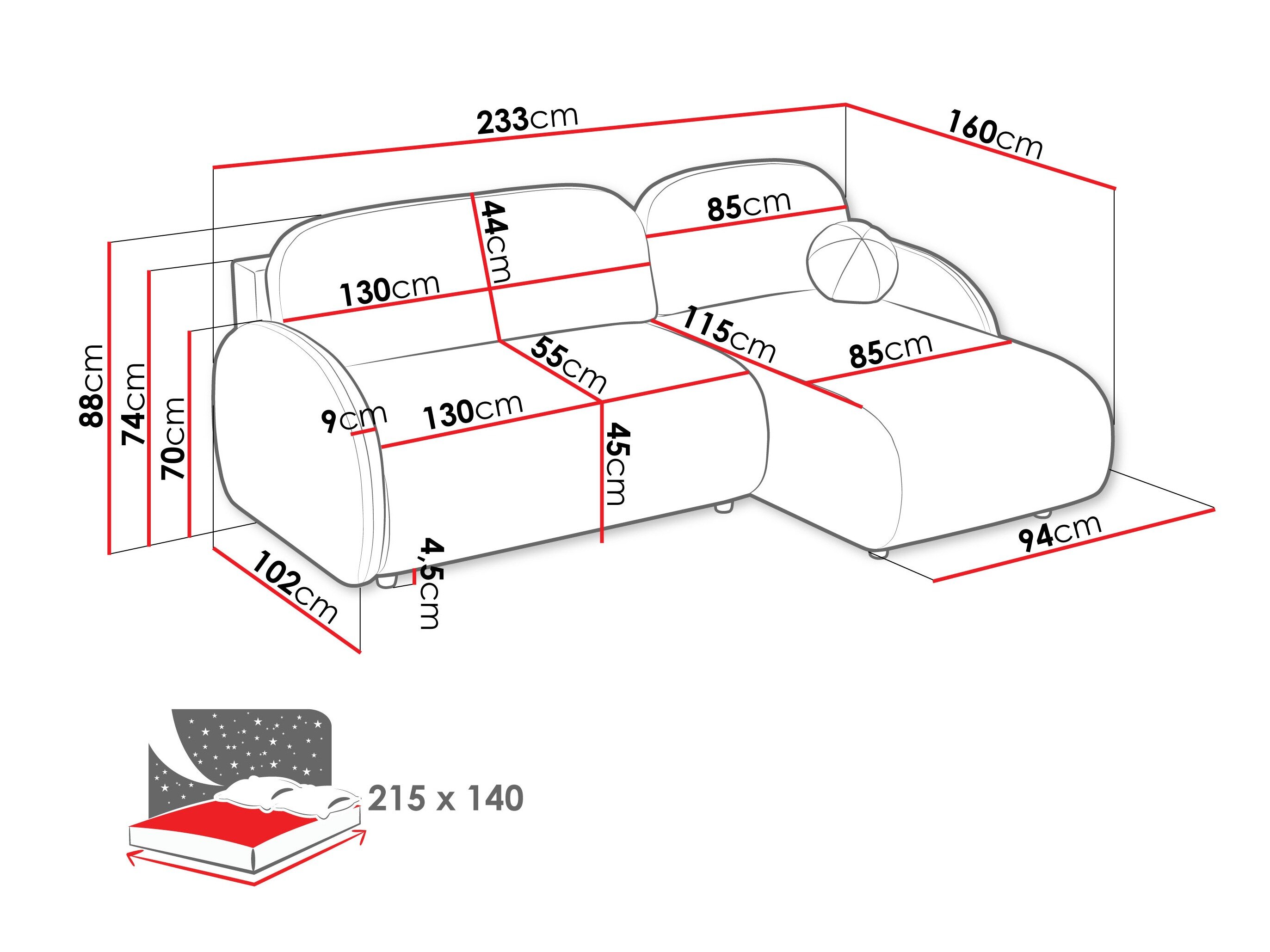 Hjørnesofa Columbus 249 (Sereno 681)