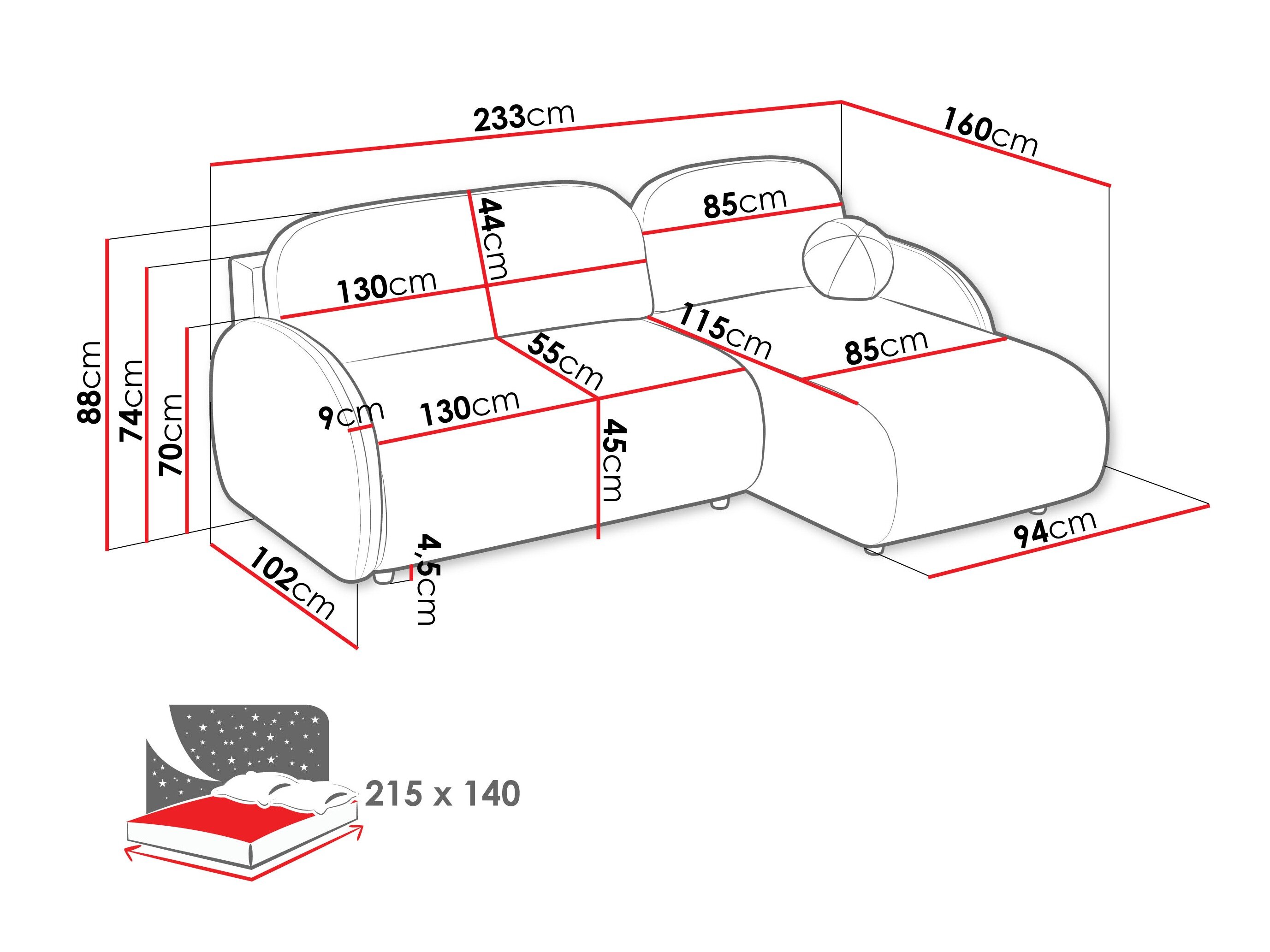 Hjørnesofa Columbus 249 (Sereno 684)