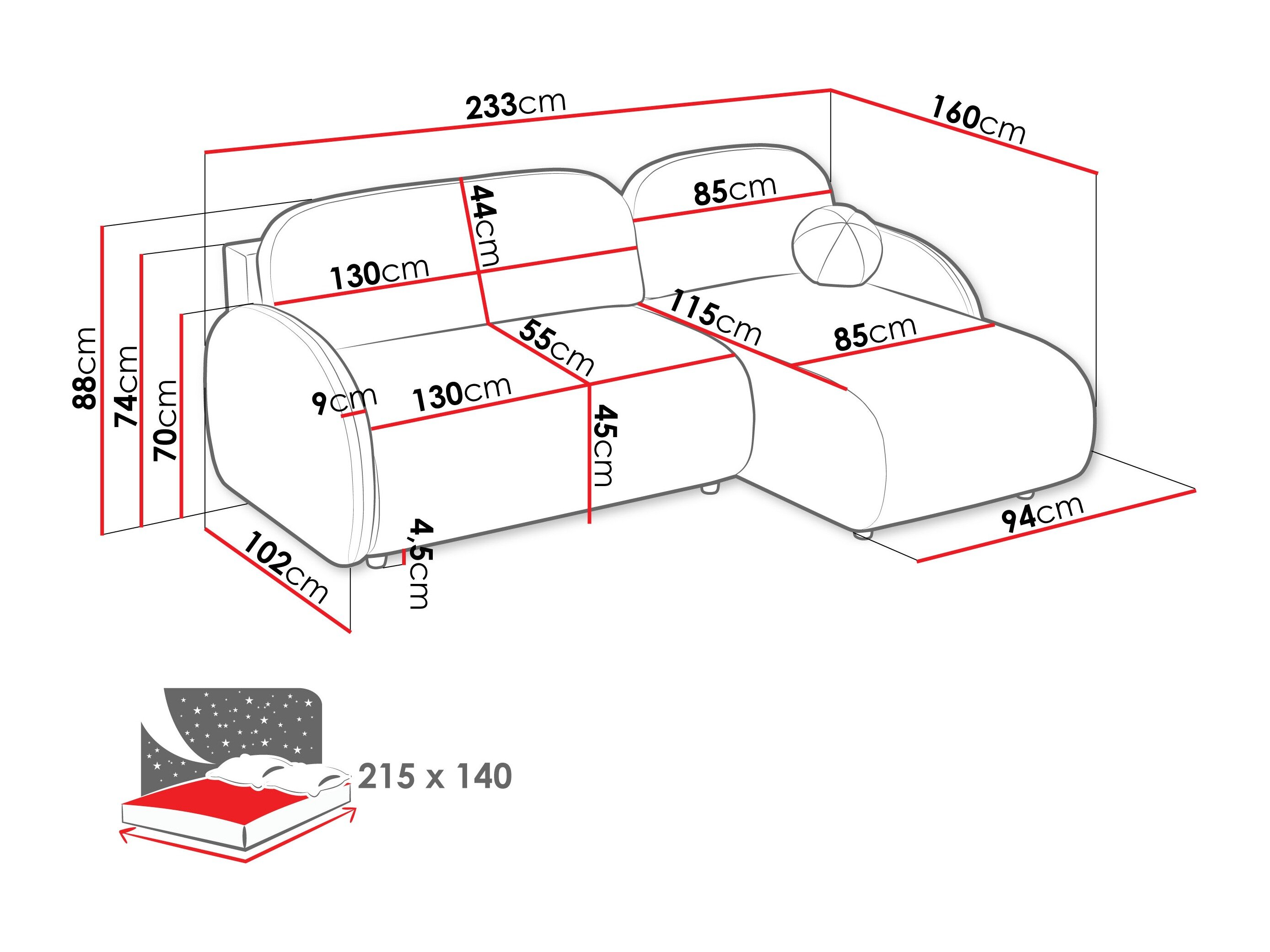 Hjørnesofa Columbus 249 (Sereno 687)