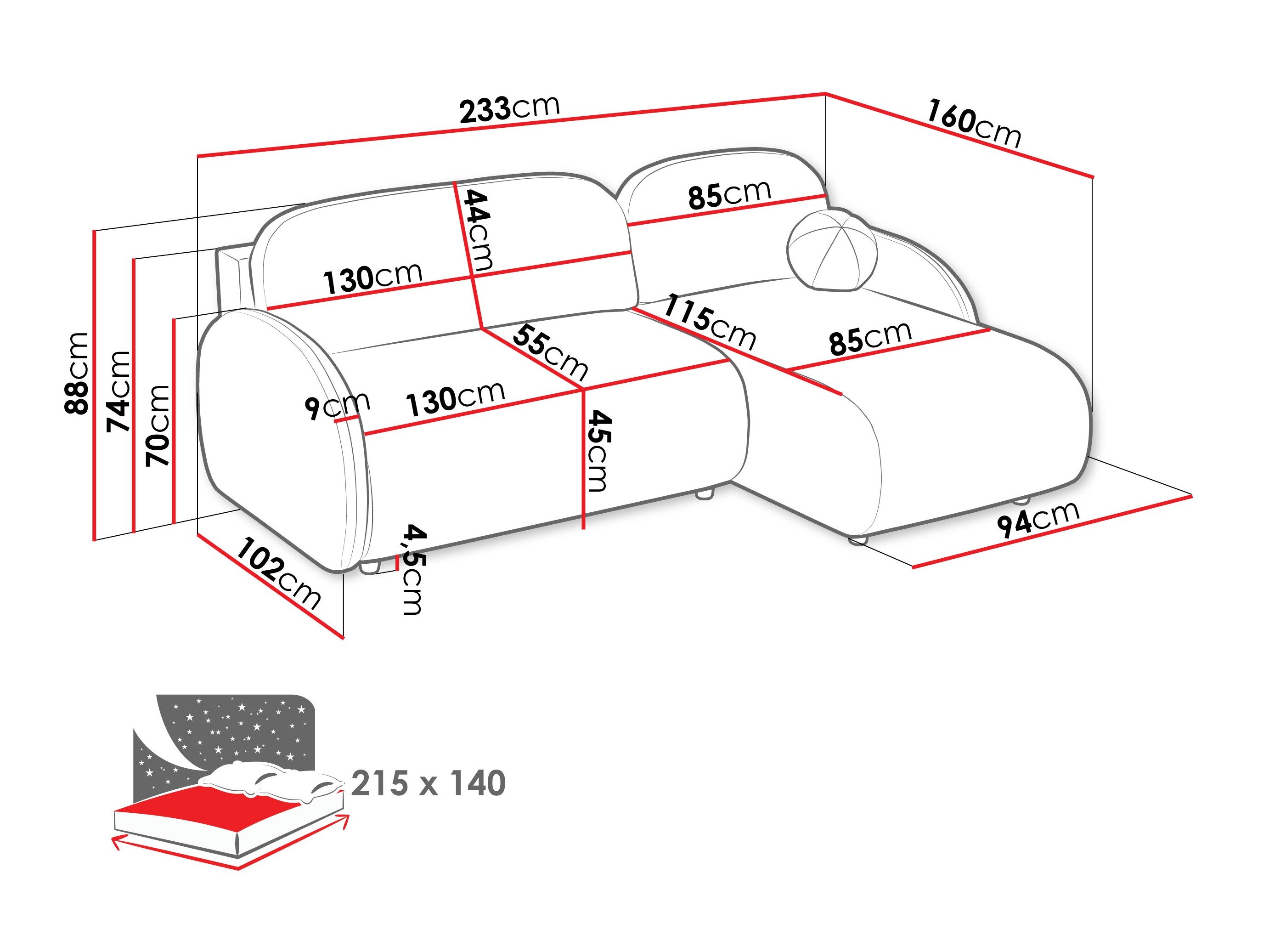Hjørnesofa Columbus 249 (Sereno 689)