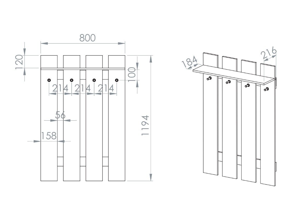 Knagerække Madison 192