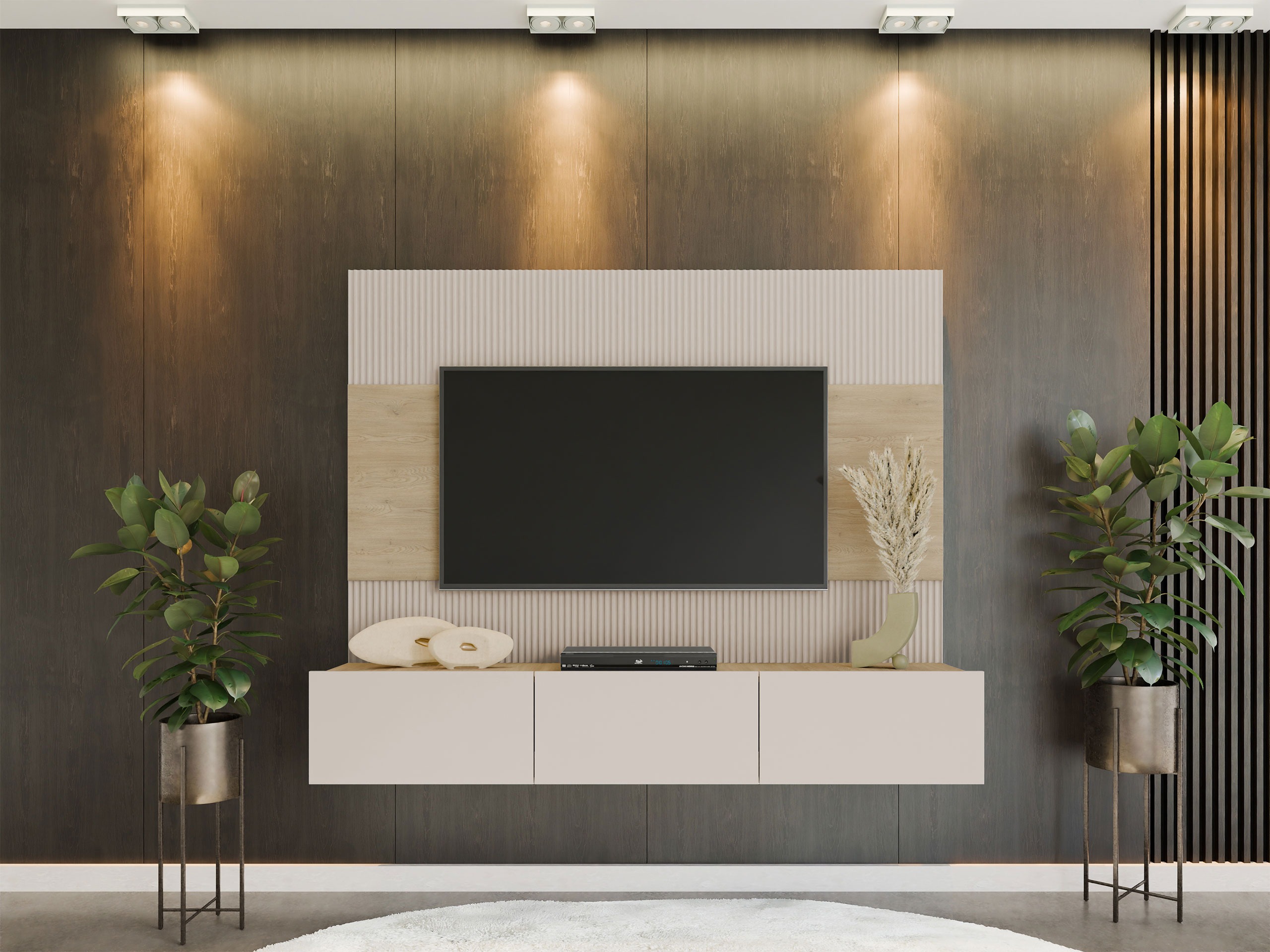 Stuemøbelsæt Comfivo Salix (Beige + Egetræ)