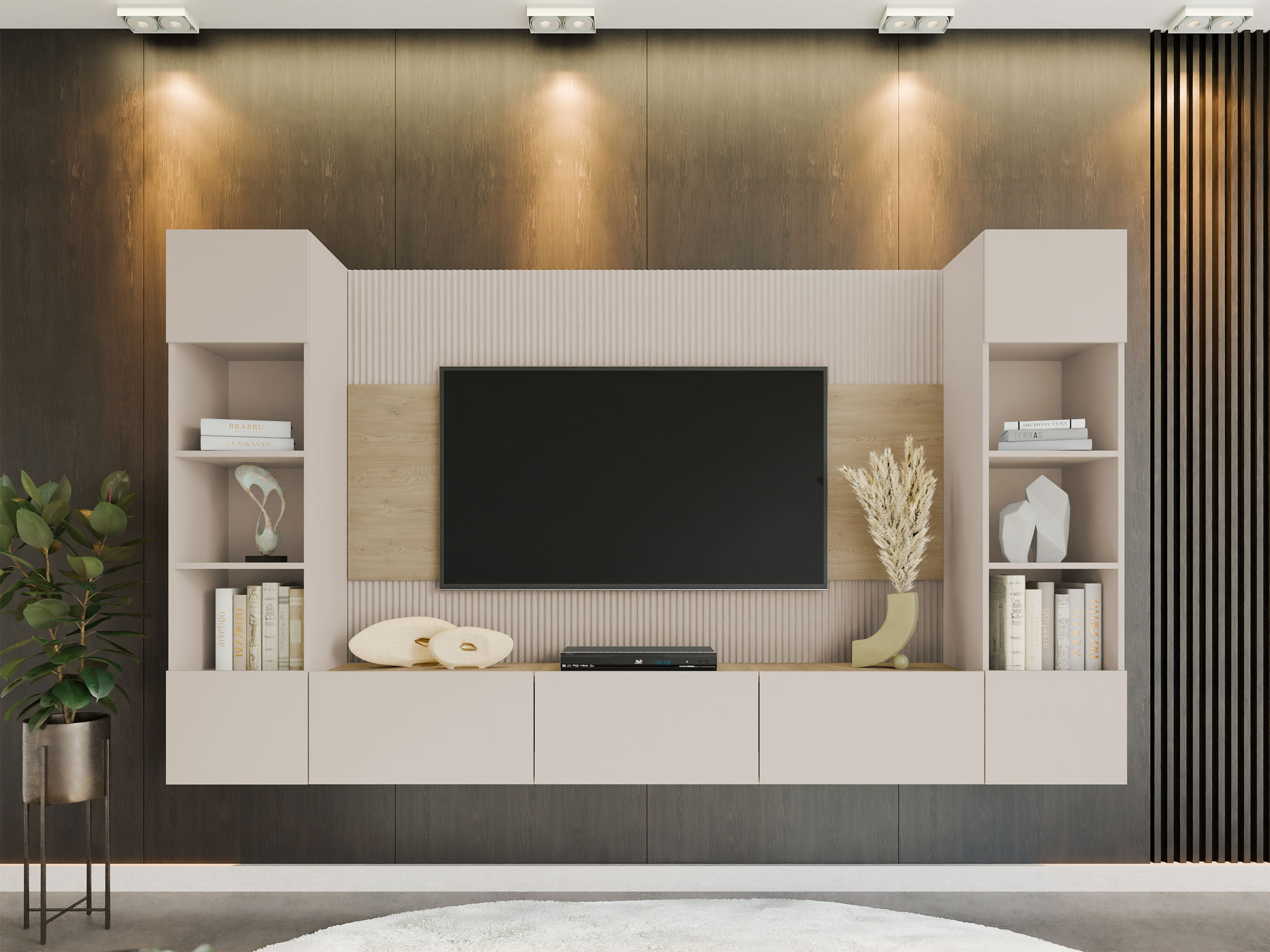 Stuemøbelsæt Comfivo Salix I (Beige + Cremona-eg)