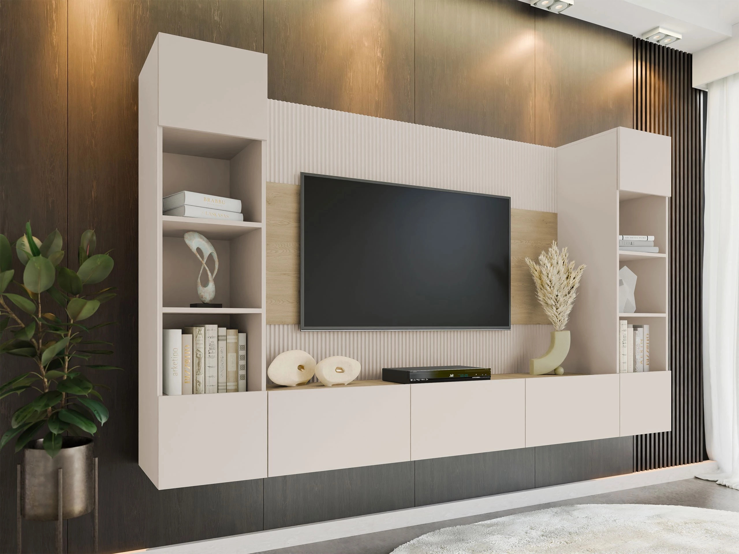 Stuemøbelsæt Comfivo Salix I (Beige + Cremona-eg)