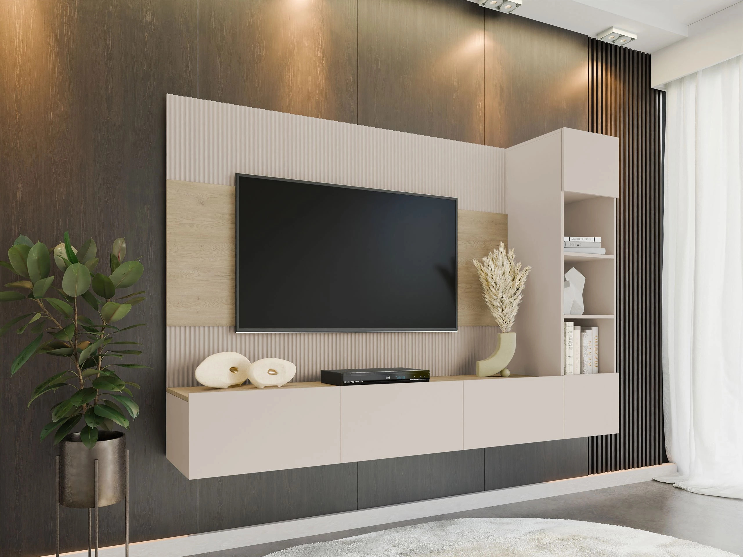 Stuemøbelsæt Comfivo Salix II (Beige + Cremona-eg)