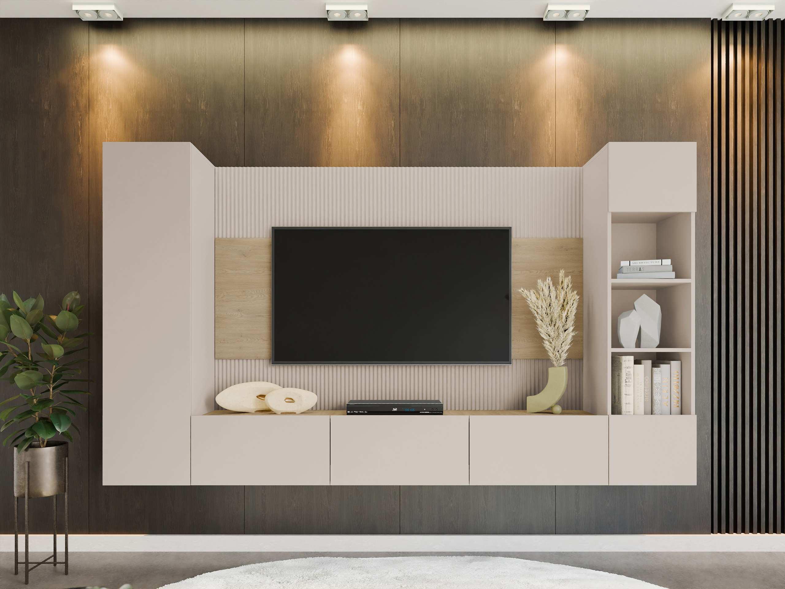 Stuemøbelsæt Comfivo Salix IV (Beige + Egetræ)
