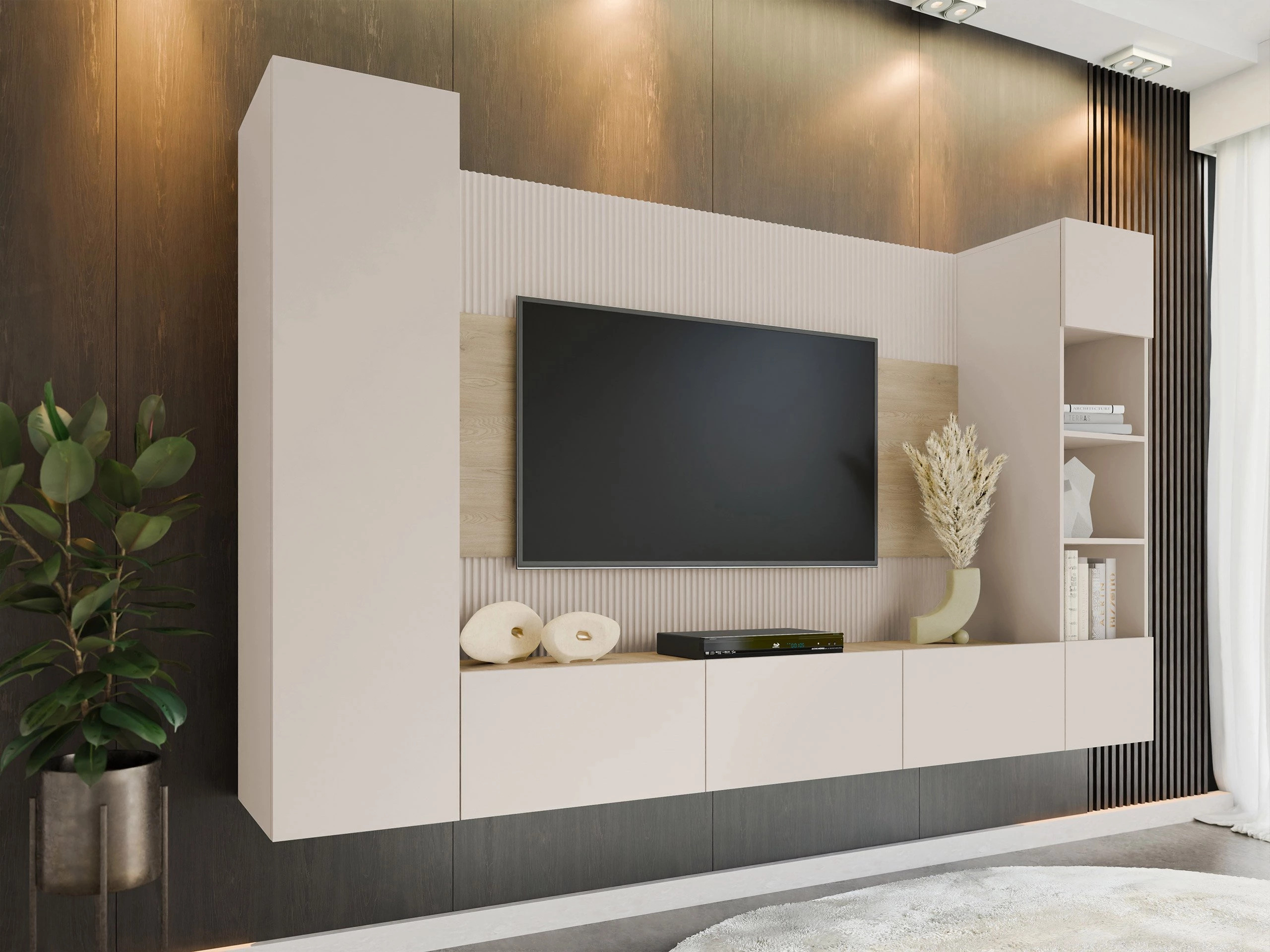 Stuemøbelsæt Comfivo Salix IV (Beige + Egetræ)
