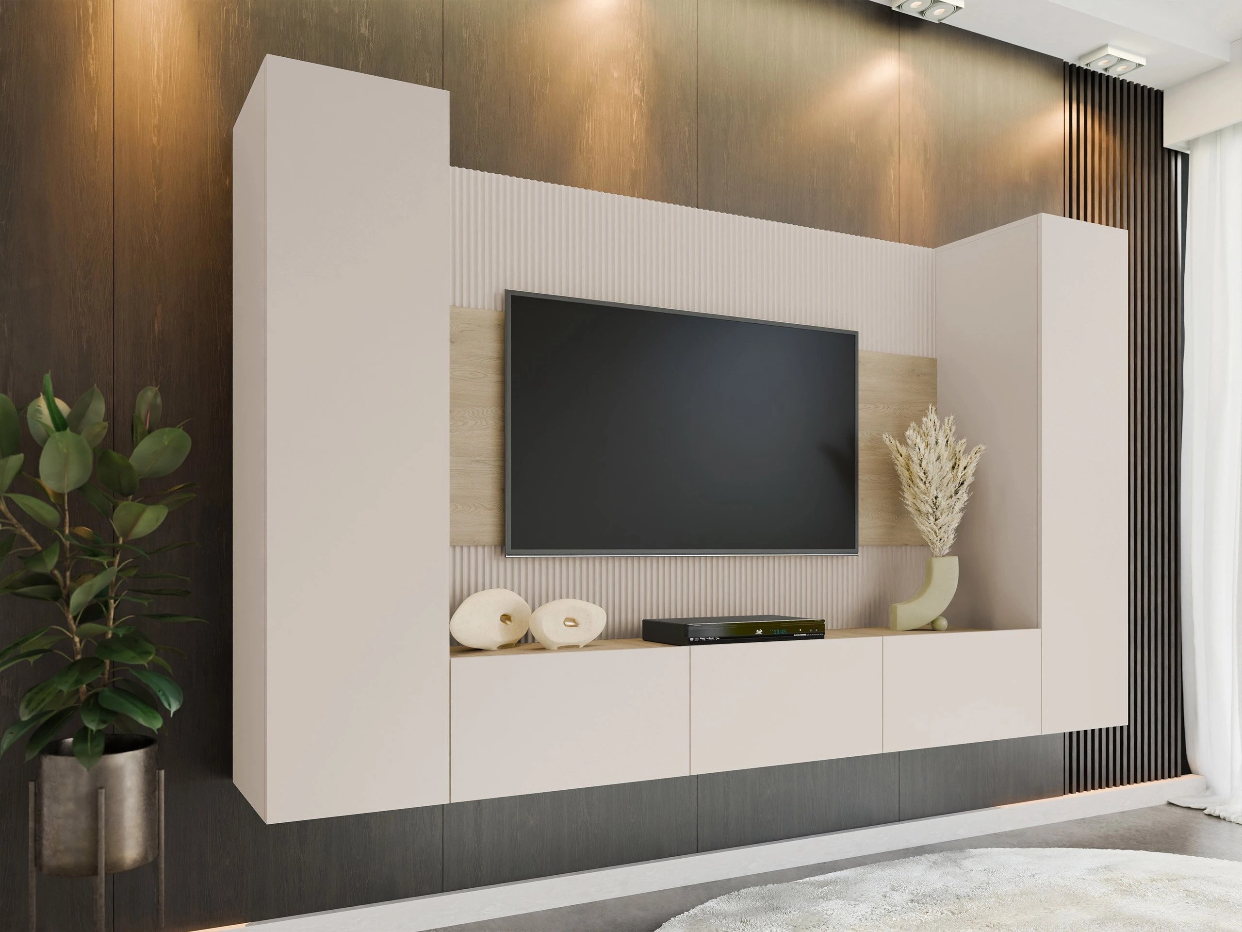 Stuemøbelsæt Comfivo Salix V (Beige + Egetræ)