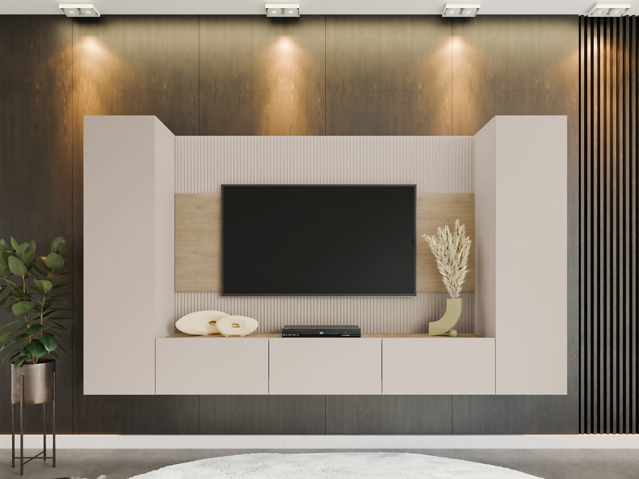 Stuemøbelsæt Comfivo Salix V (Beige + Egetræ)