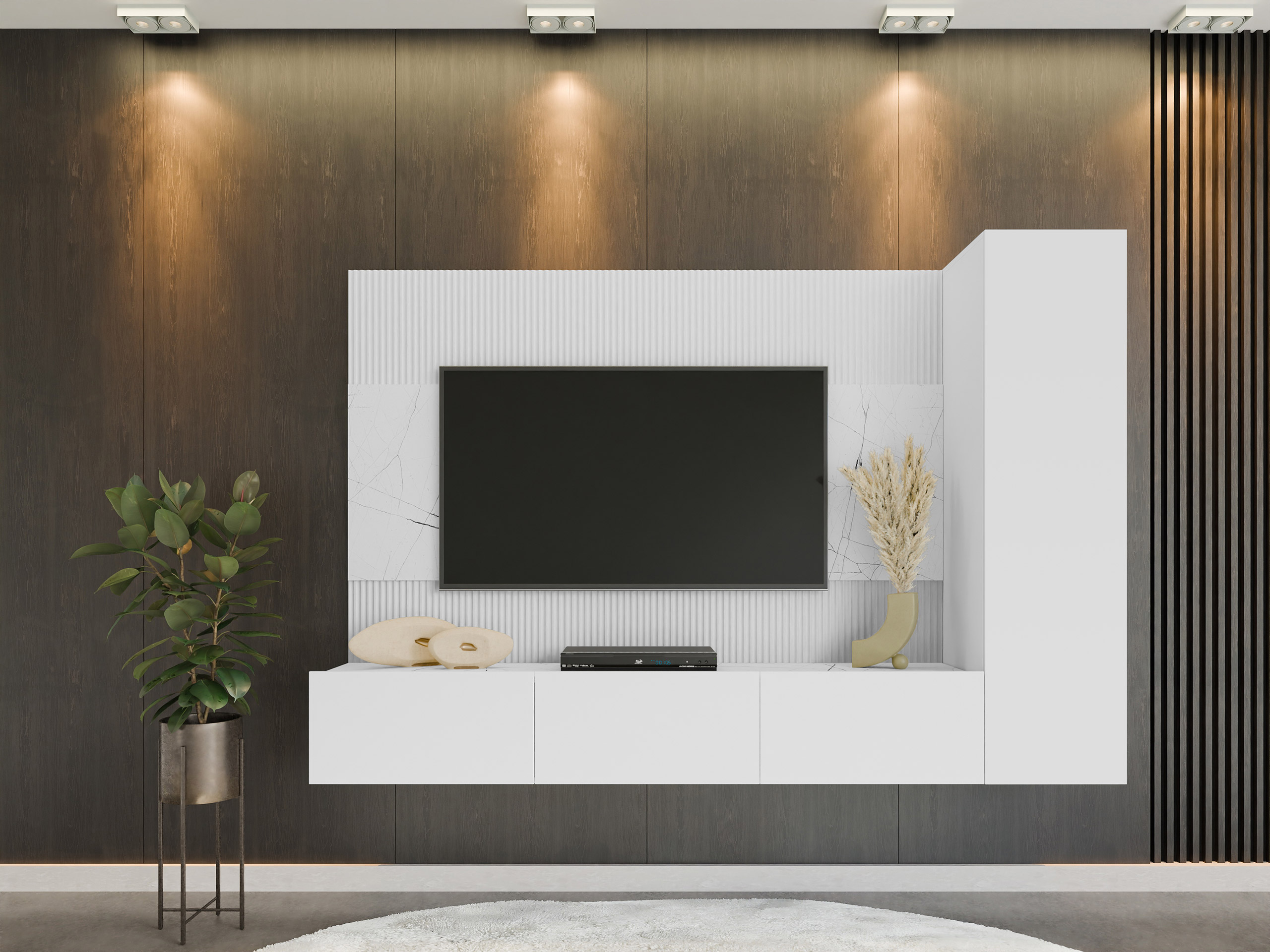 Stuemøbelsæt Comfivo Salix VI (Hvid + Hvid marmor)