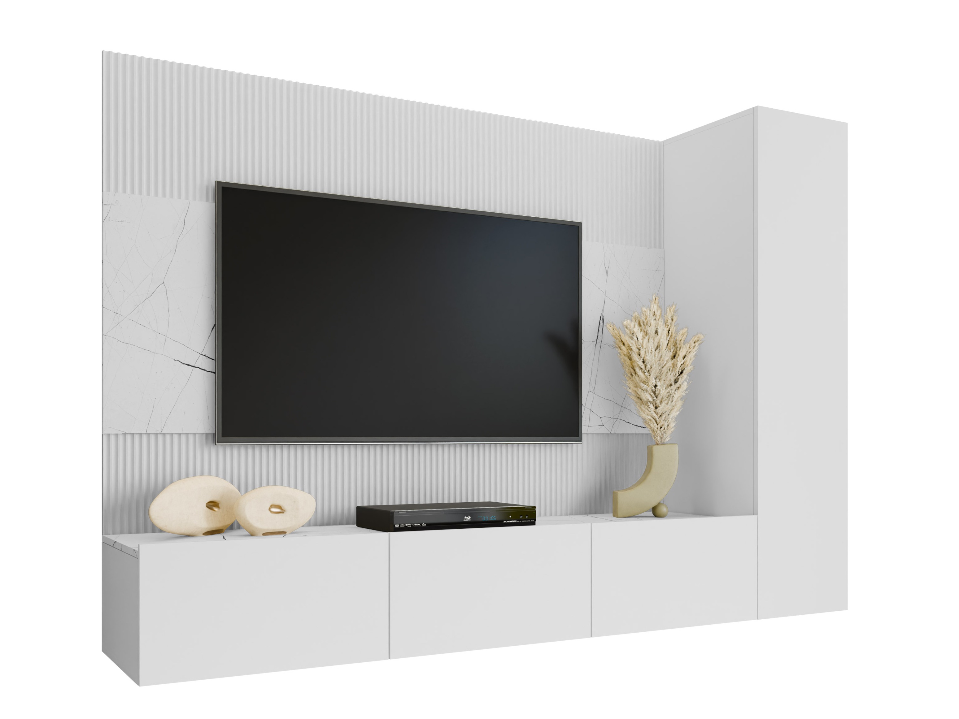 Stuemøbelsæt Comfivo Salix VI (Hvid + Hvid marmor)