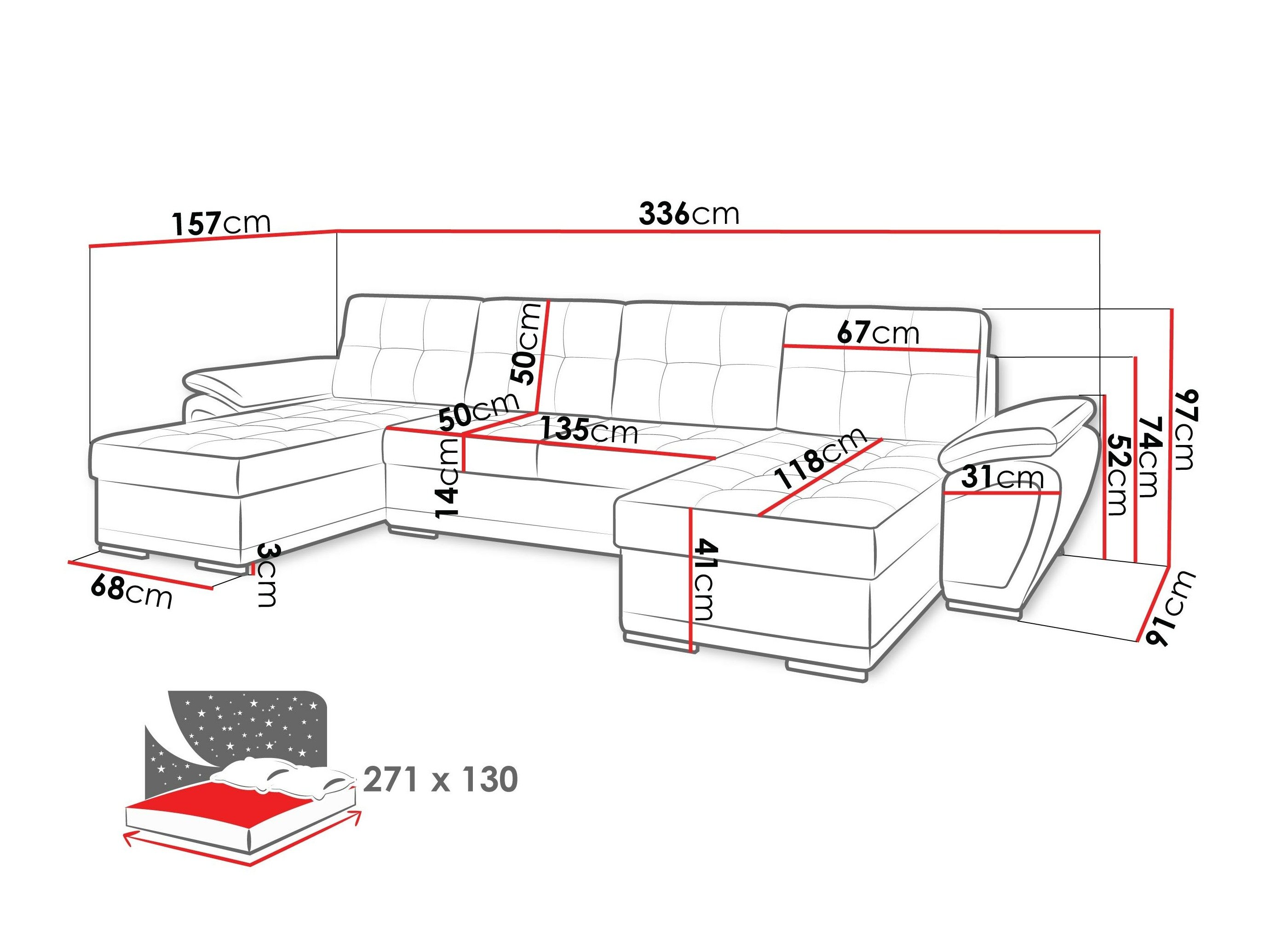 Hjørnesofa Arvada 115 (Rico 21 + Blød 33)