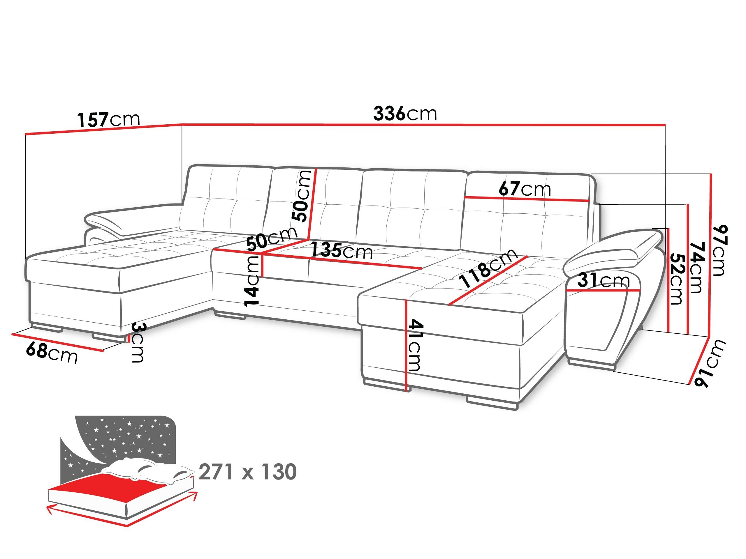 Hjørnesofa Arvada 115 (Rico 23 + Blød 29)