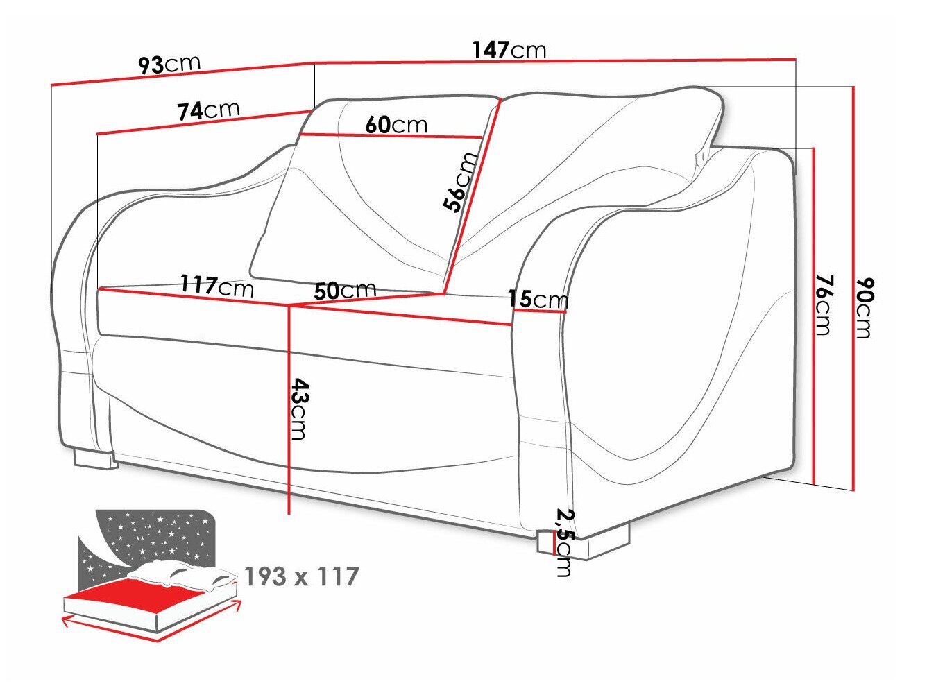 Sovesofa Decatur 102 (Rombix 017 + Lawa 17)