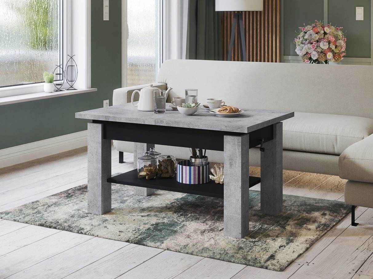 Transforming sofabord Glendale 100 (Beton + Sort)