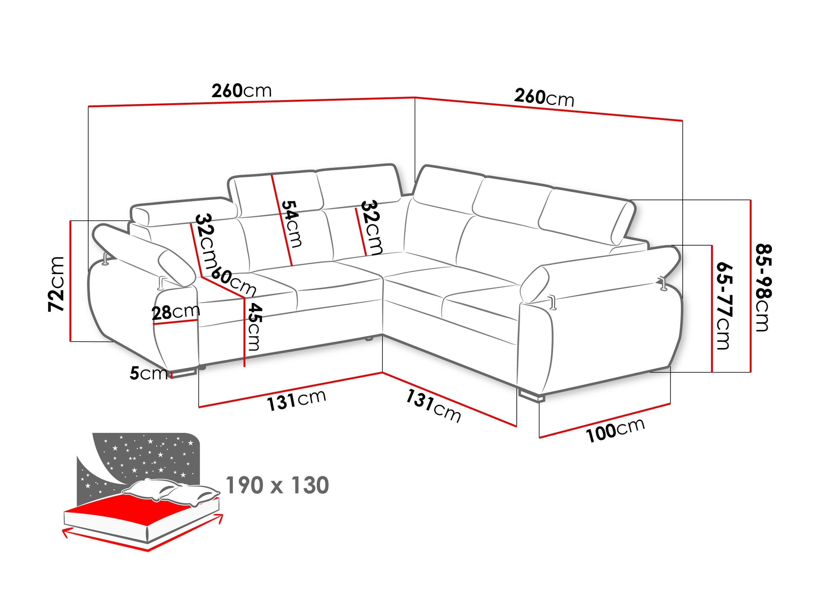 Hjørnesofa Columbus 215 (Aragon 80)