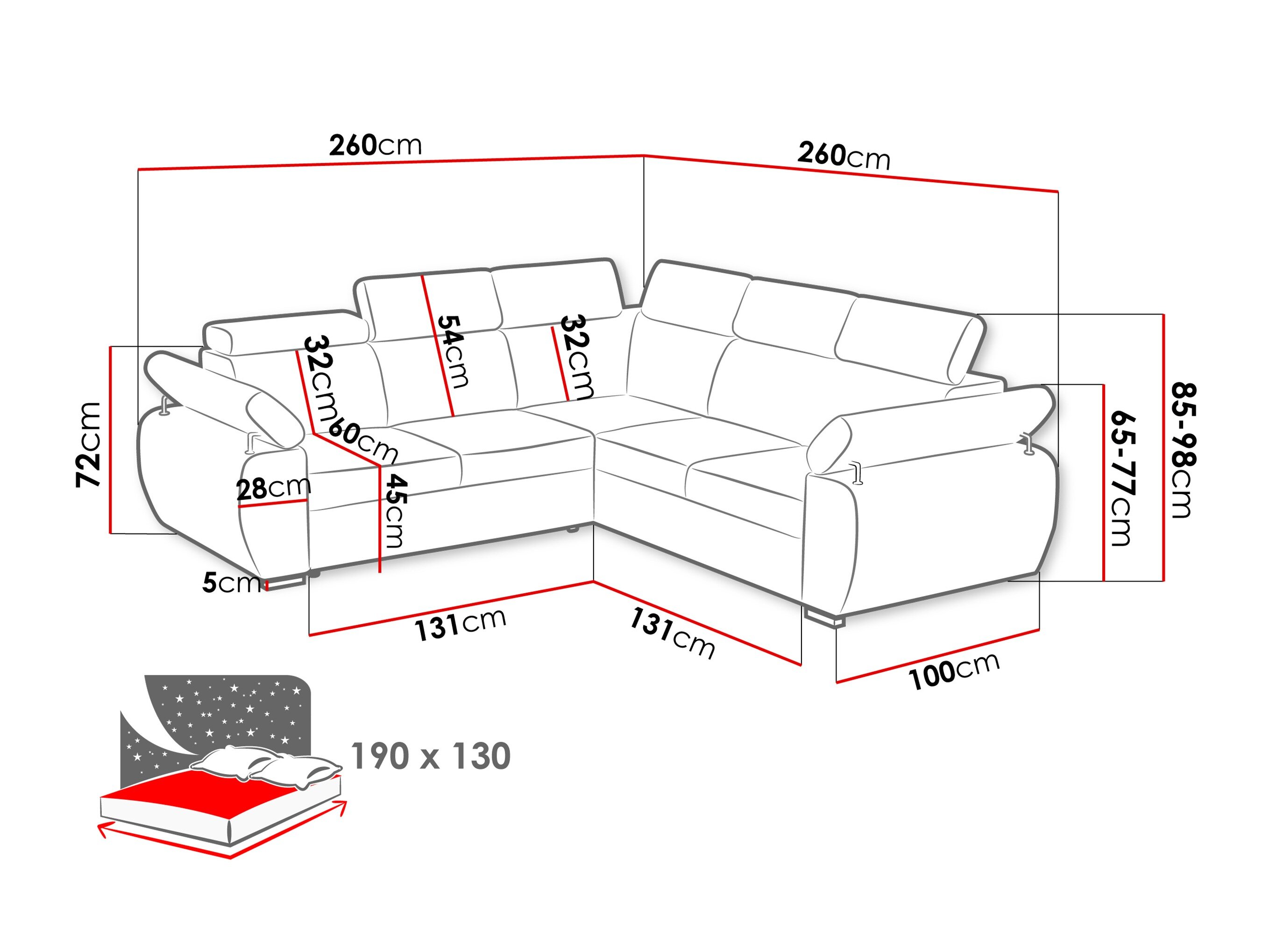 Hjørnesofa Columbus 215 (Aragon 90)