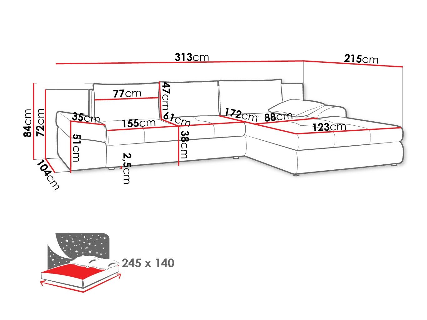 Hjørnesofa Lincoln 124 (Inari 95)
