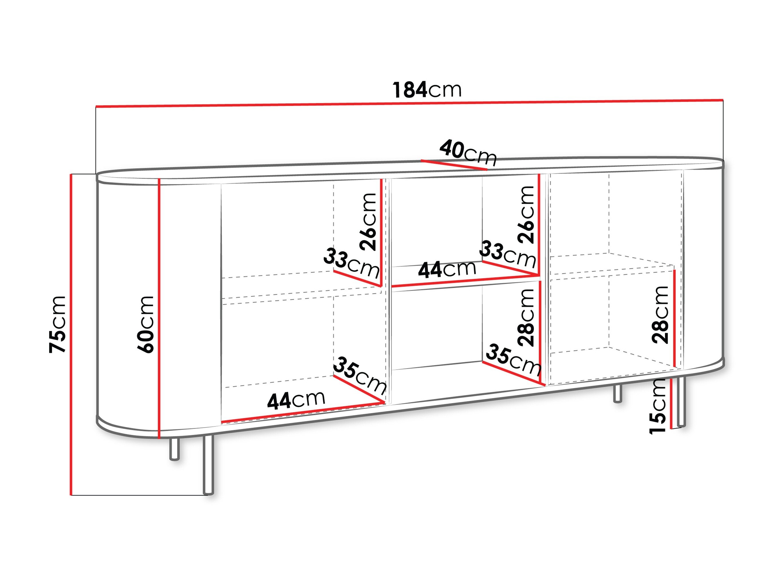 Skænk Comfivo Livtena 101 (Sort marmor + Sort)