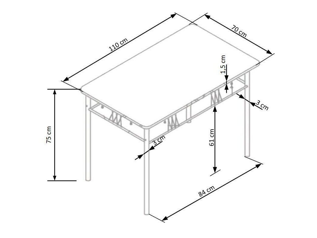 Spisestuesæt Houston 1251 (Egetræ + Sort)