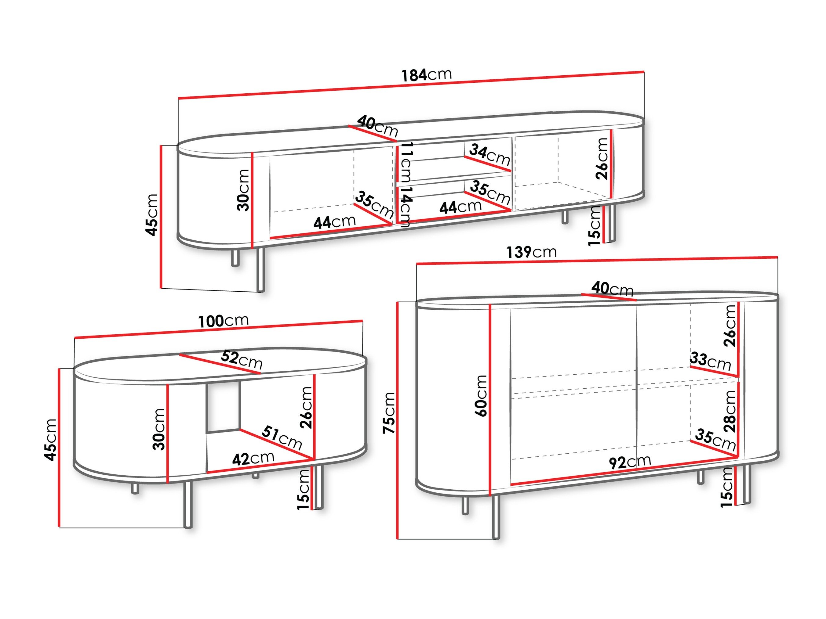 Stuemøbelsæt Comfivo Livtena 105 (Sort marmor + Sort)