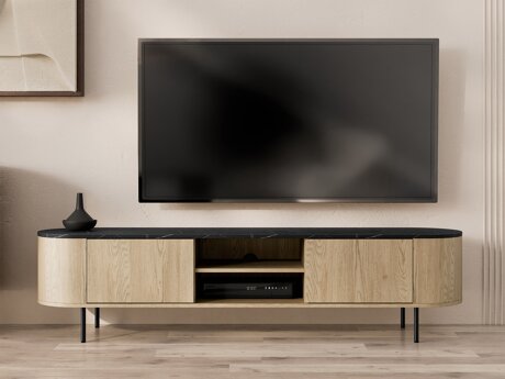 TV-bord Comfivo Livtena 103 (Sort marmor + Sort)