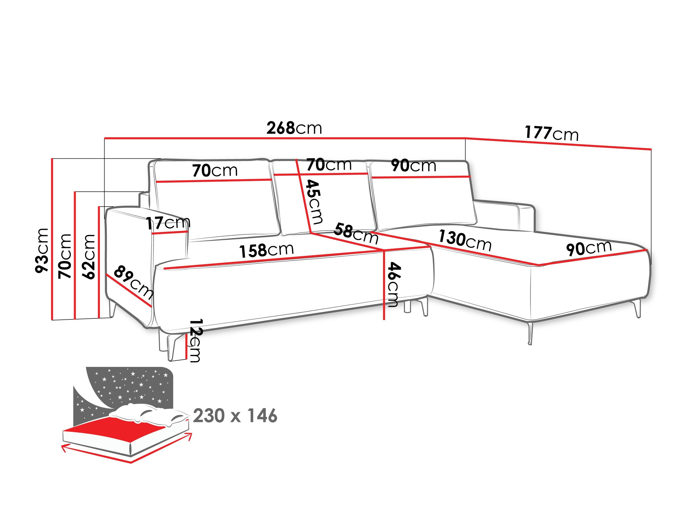 Hjørnesofa ComfiDream 200 (Castel 39)
