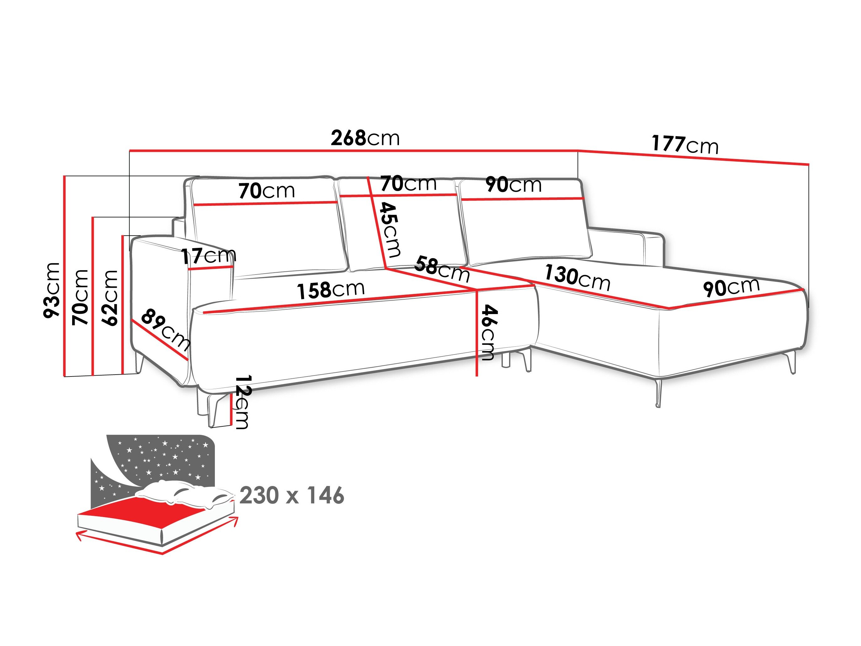 Hjørnesofa ComfiDream 200 (Castel 59)