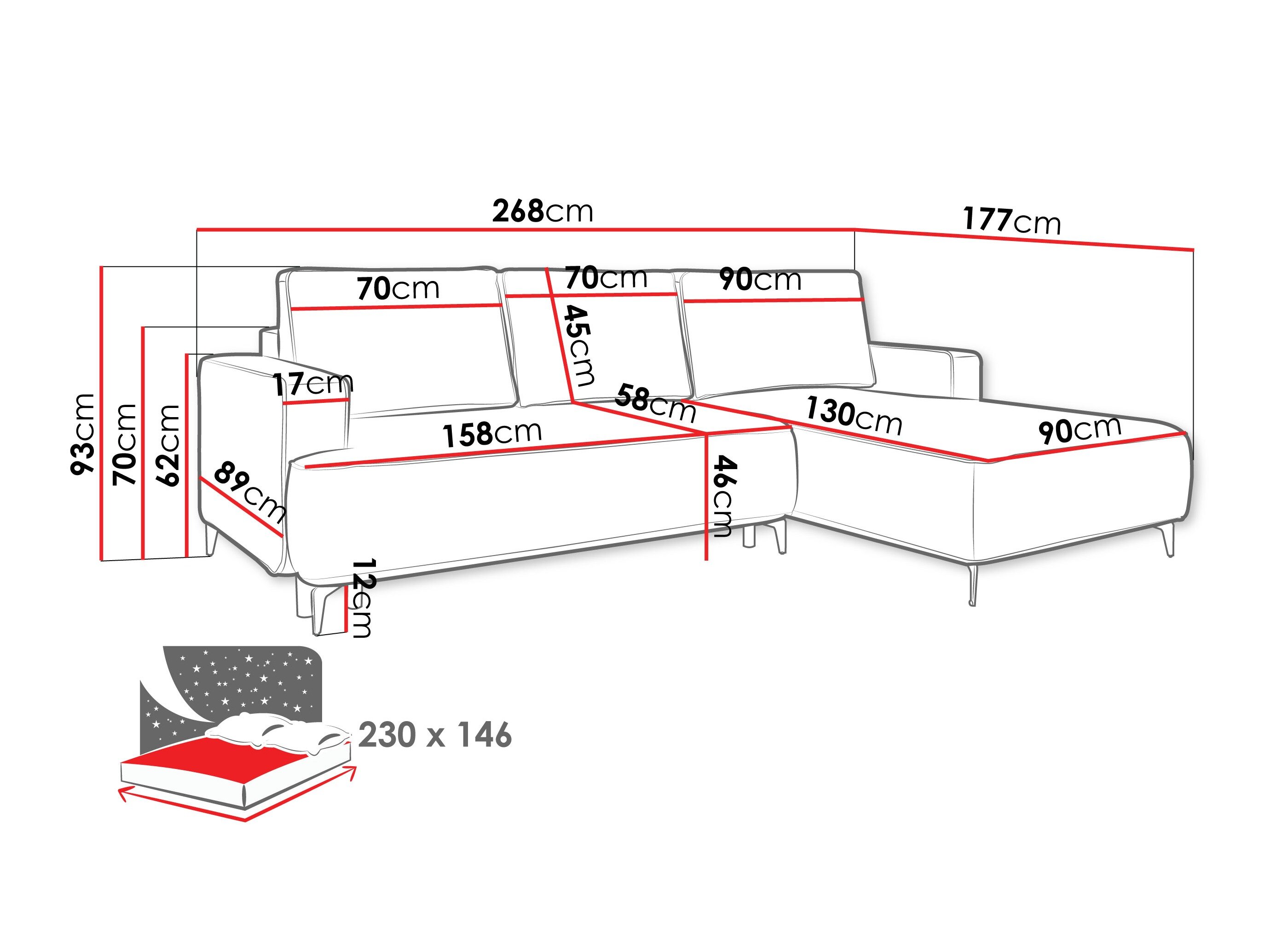 Hjørnesofa ComfiDream 200 (Castel 82)