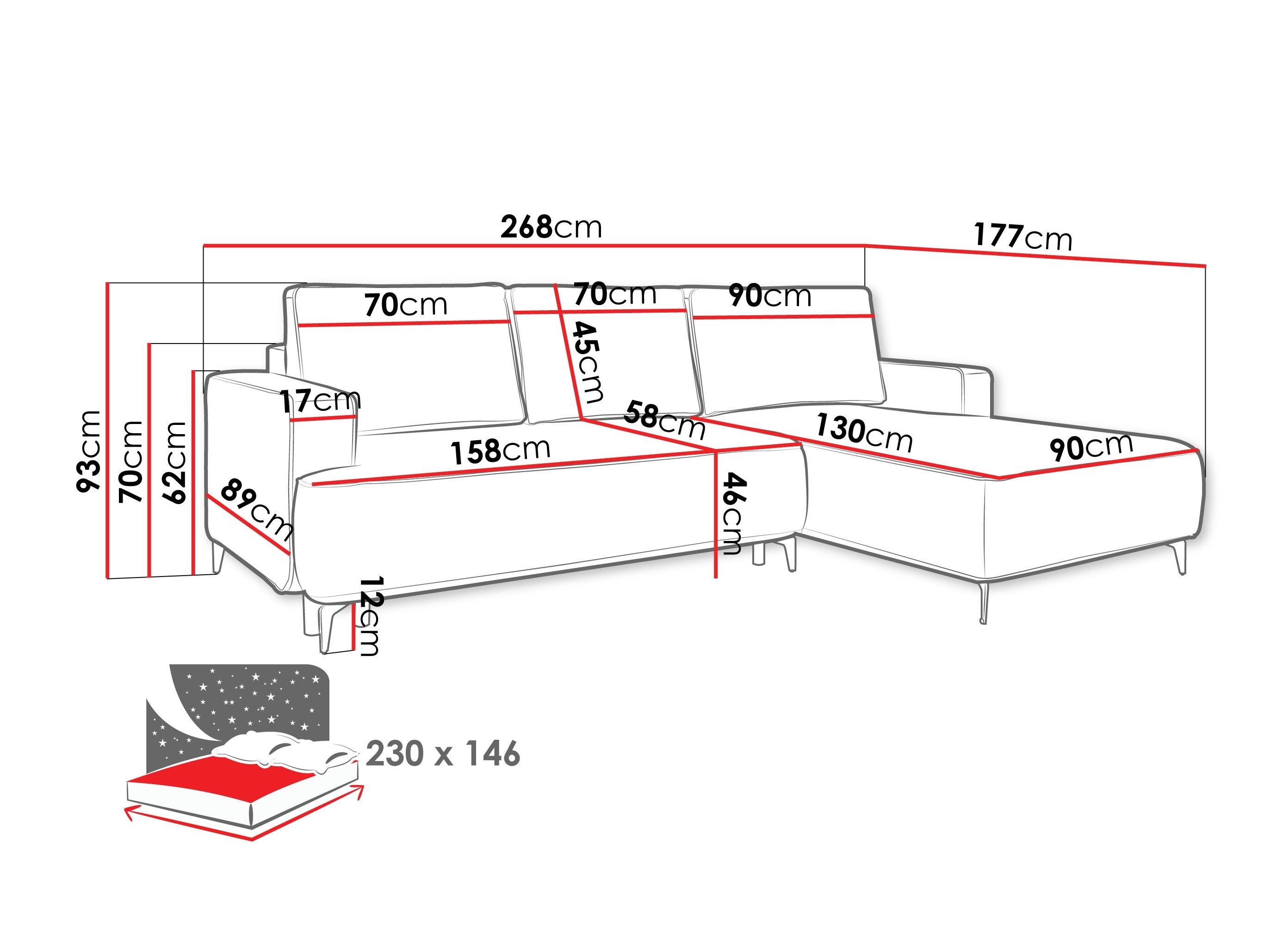 Hjørnesofa ComfiDream 200 (Castel 93)