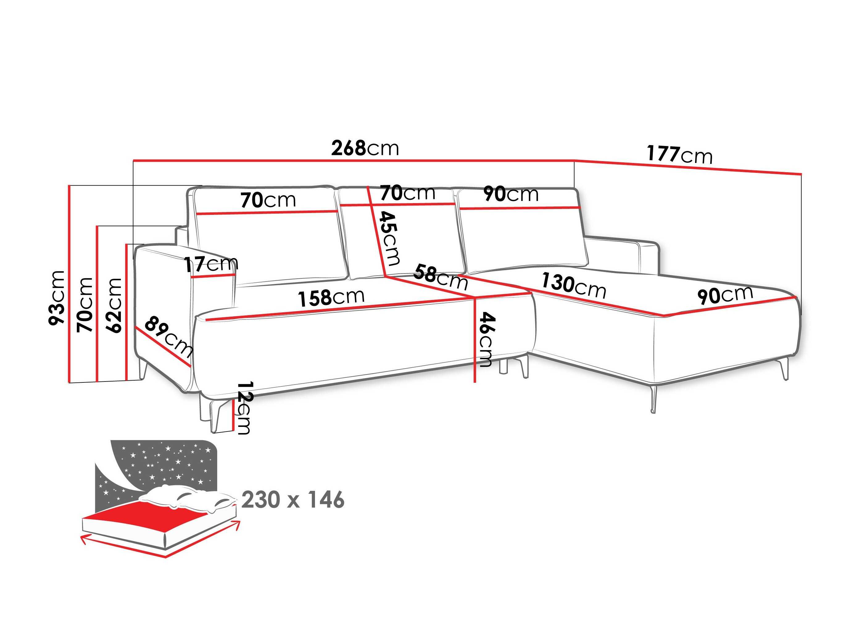 Hjørnesofa ComfiDream 200 (Castel 93)