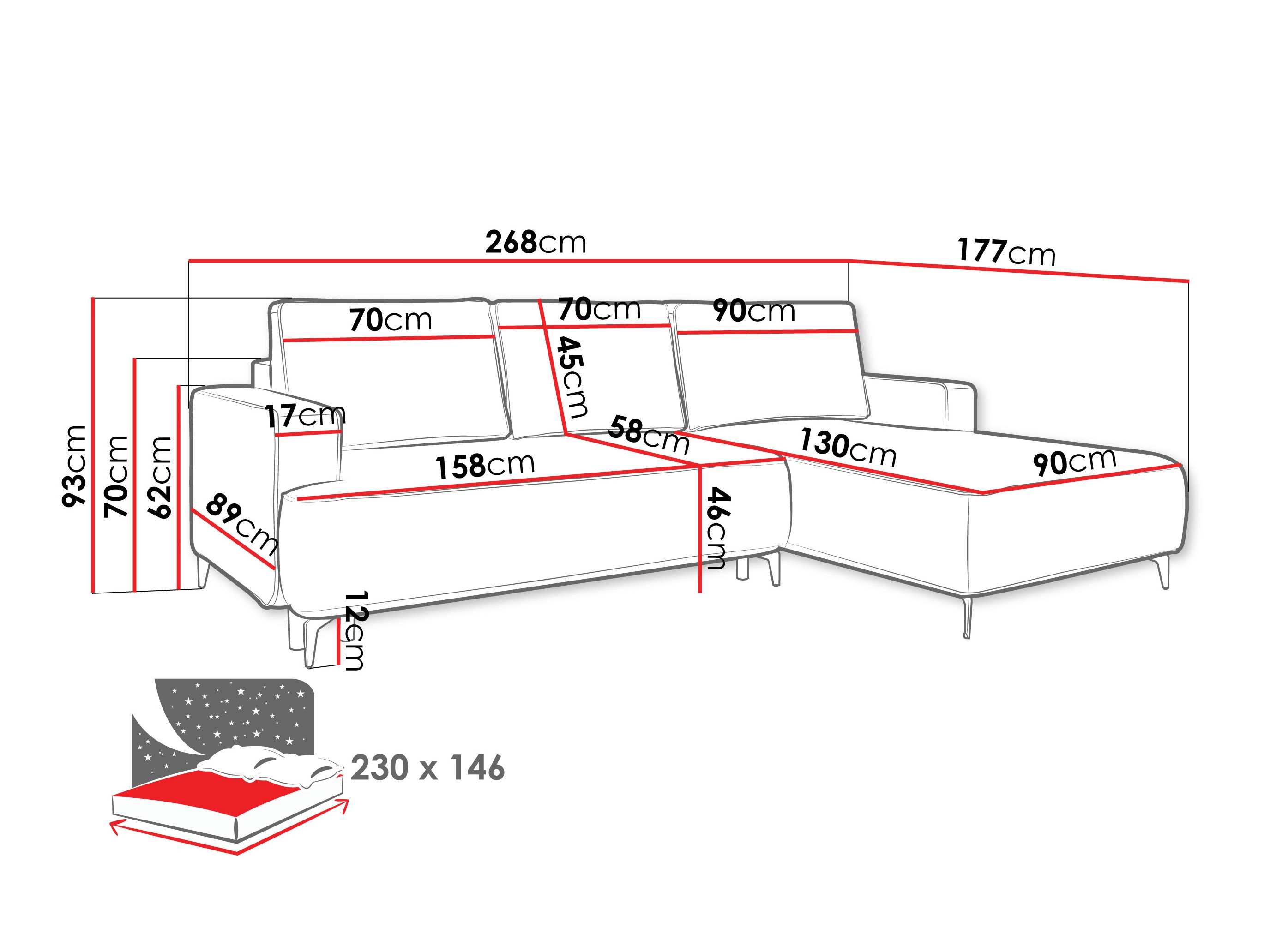 Hjørnesofa ComfiDream Lyraion (Castel 15)