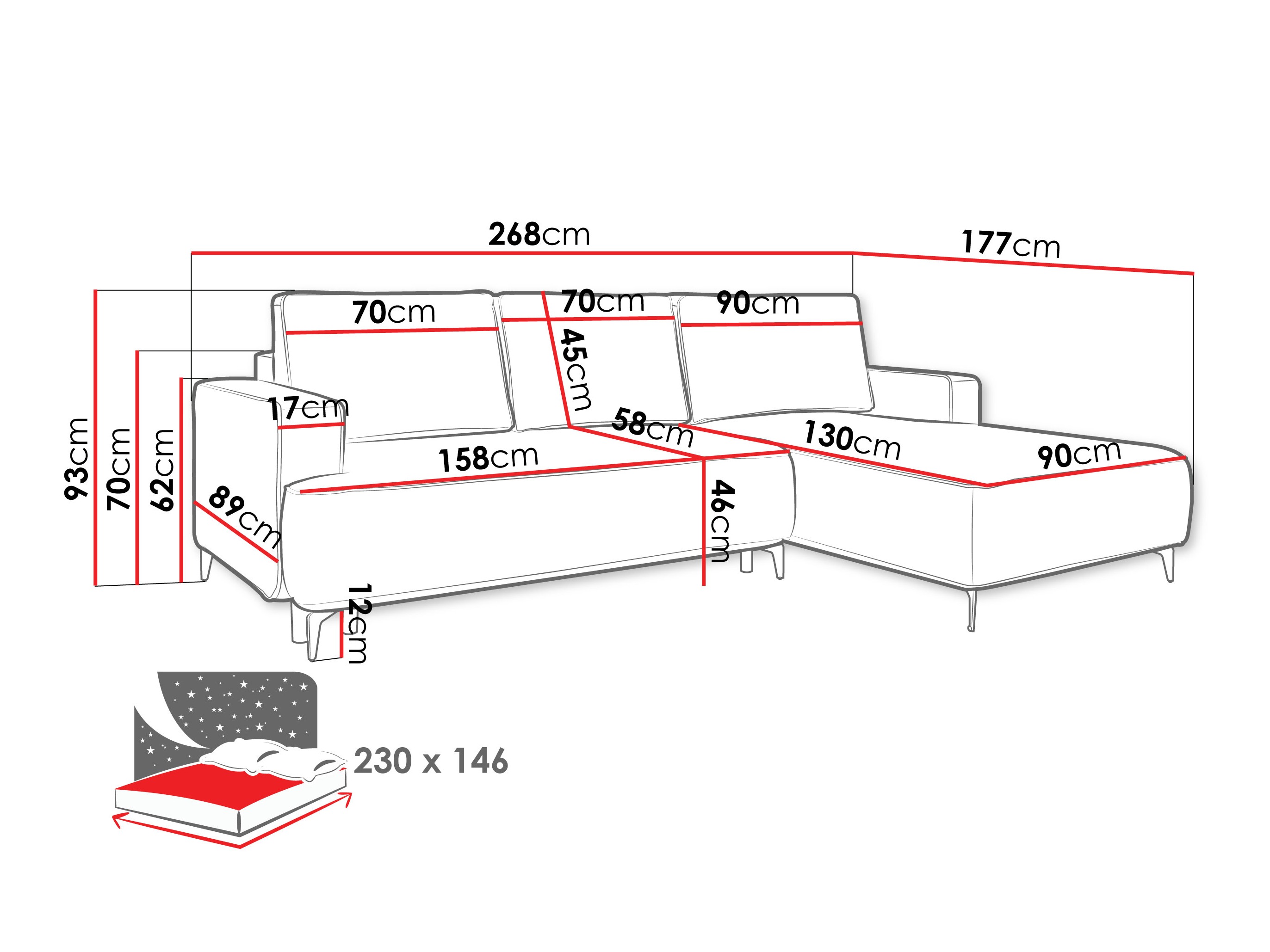 Hjørnesofa ComfiDream Lyraion (Castel 39)