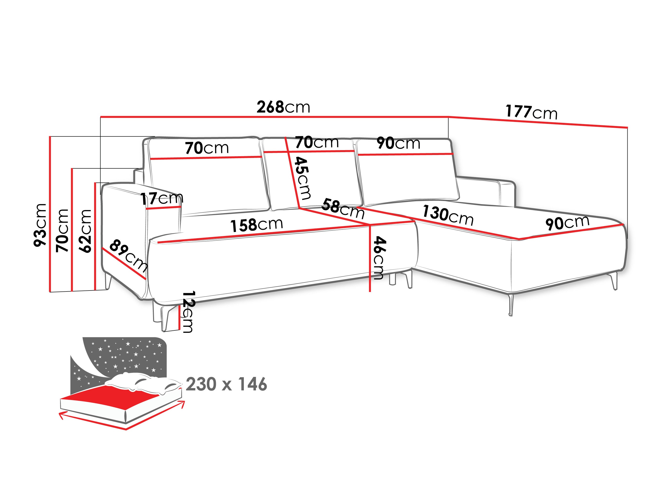 Hjørnesofa ComfiDream Lyraion (Castel 59)