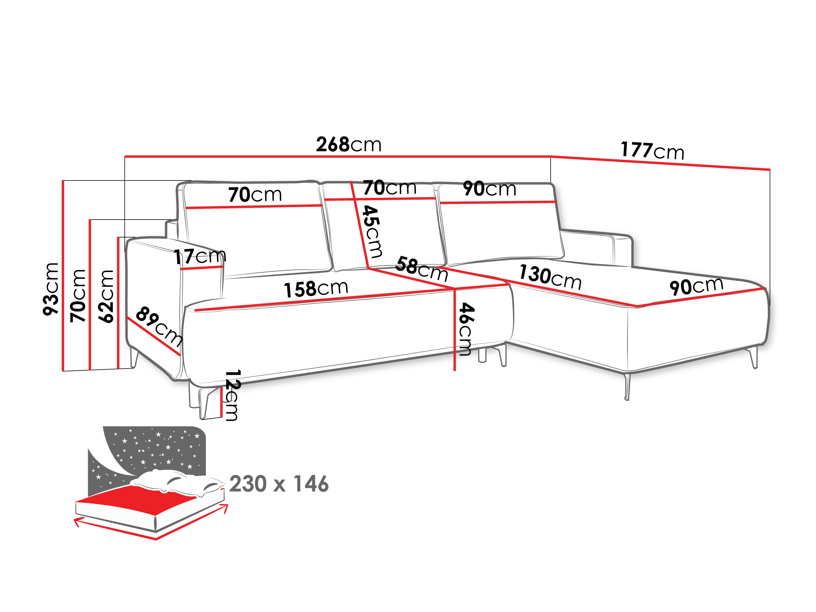 Hjørnesofa ComfiDream Lyraion (Castel 79)