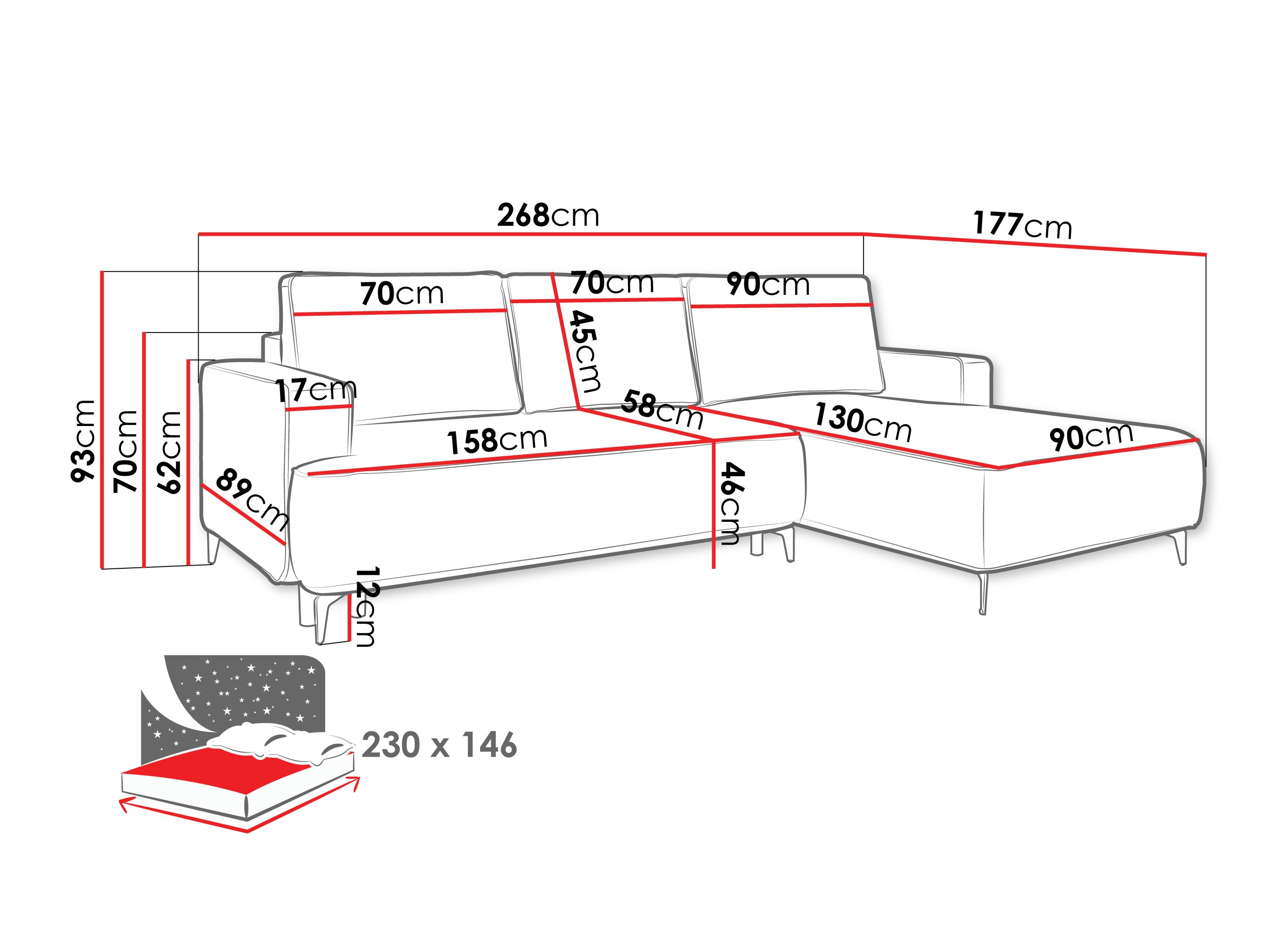 Hjørnesofa ComfiDream Lyraion (Castel 79)