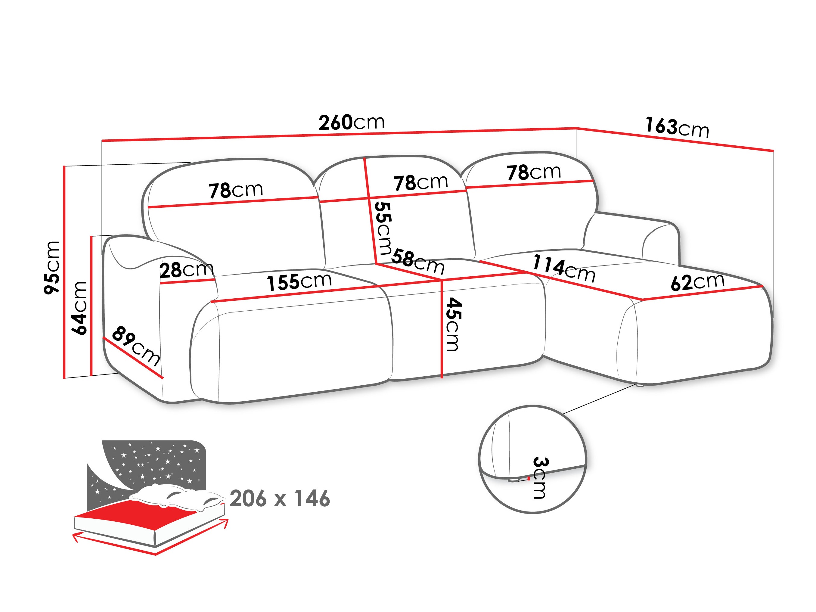 Hjørnesofa ComfiDream Fjoruna (Cremona 96)
